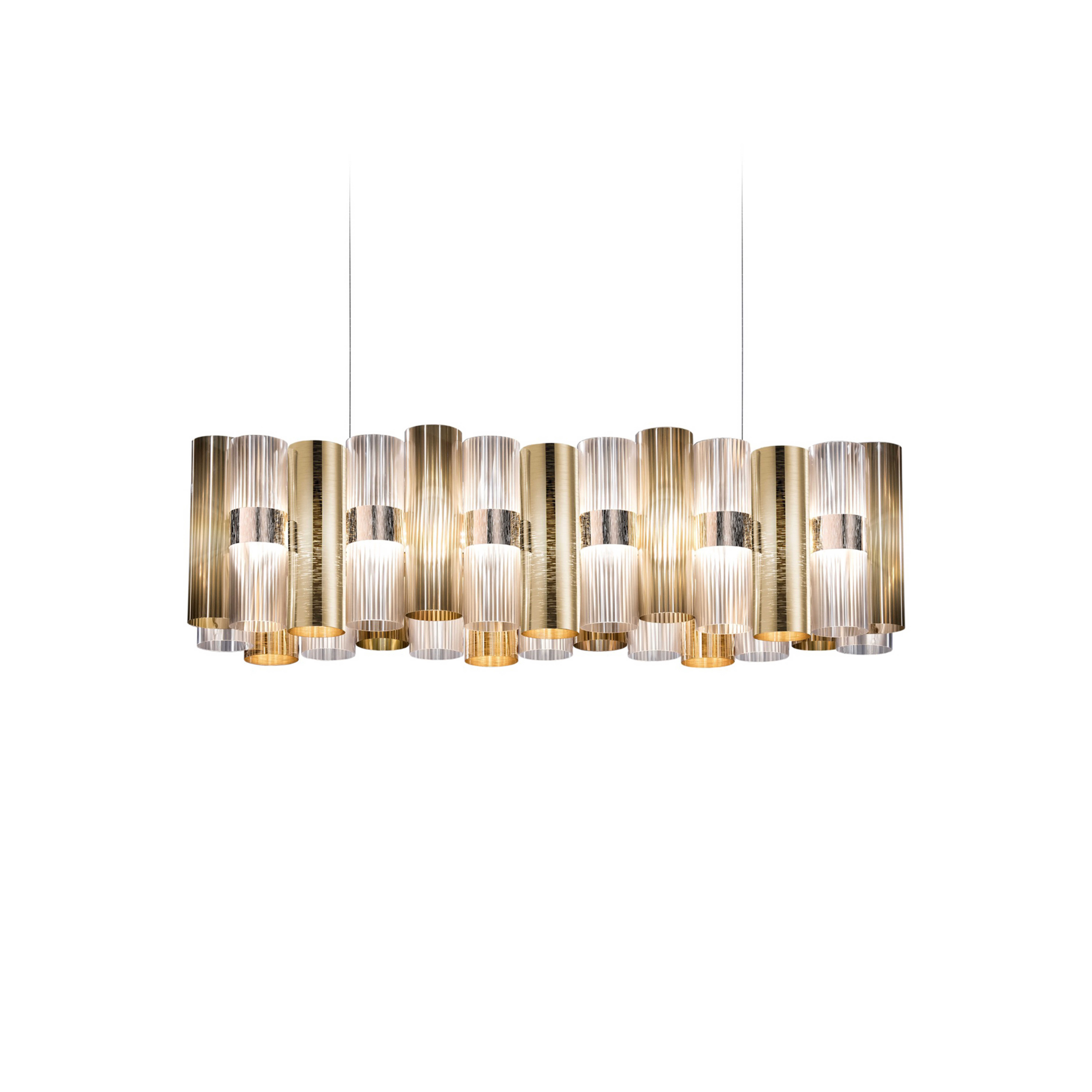 La Lollo LED hanging light, gold-coloured, 100 cm - Slamp