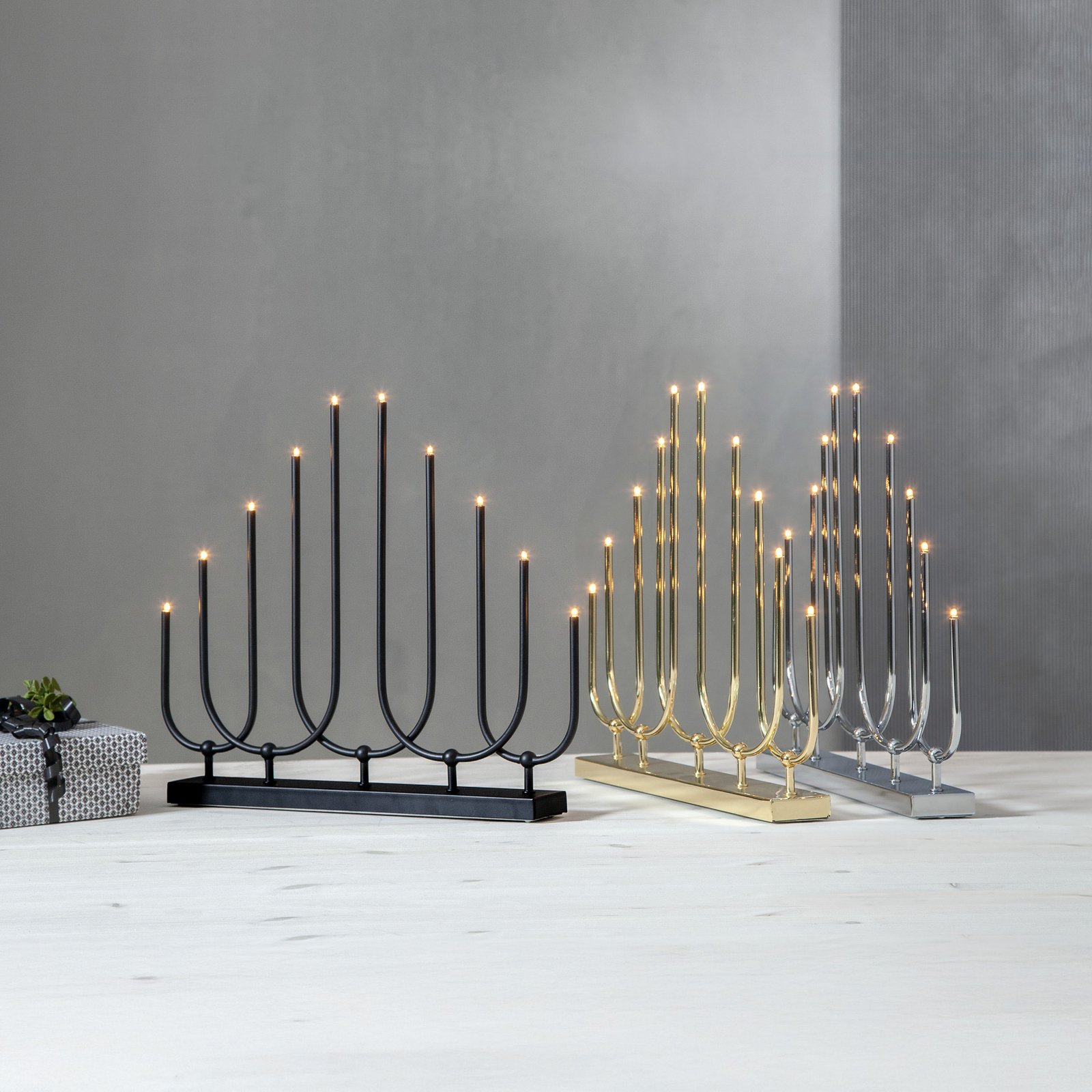 Kerzenleuchter Novum, 10-flammig, messingfarben, Metall, E5