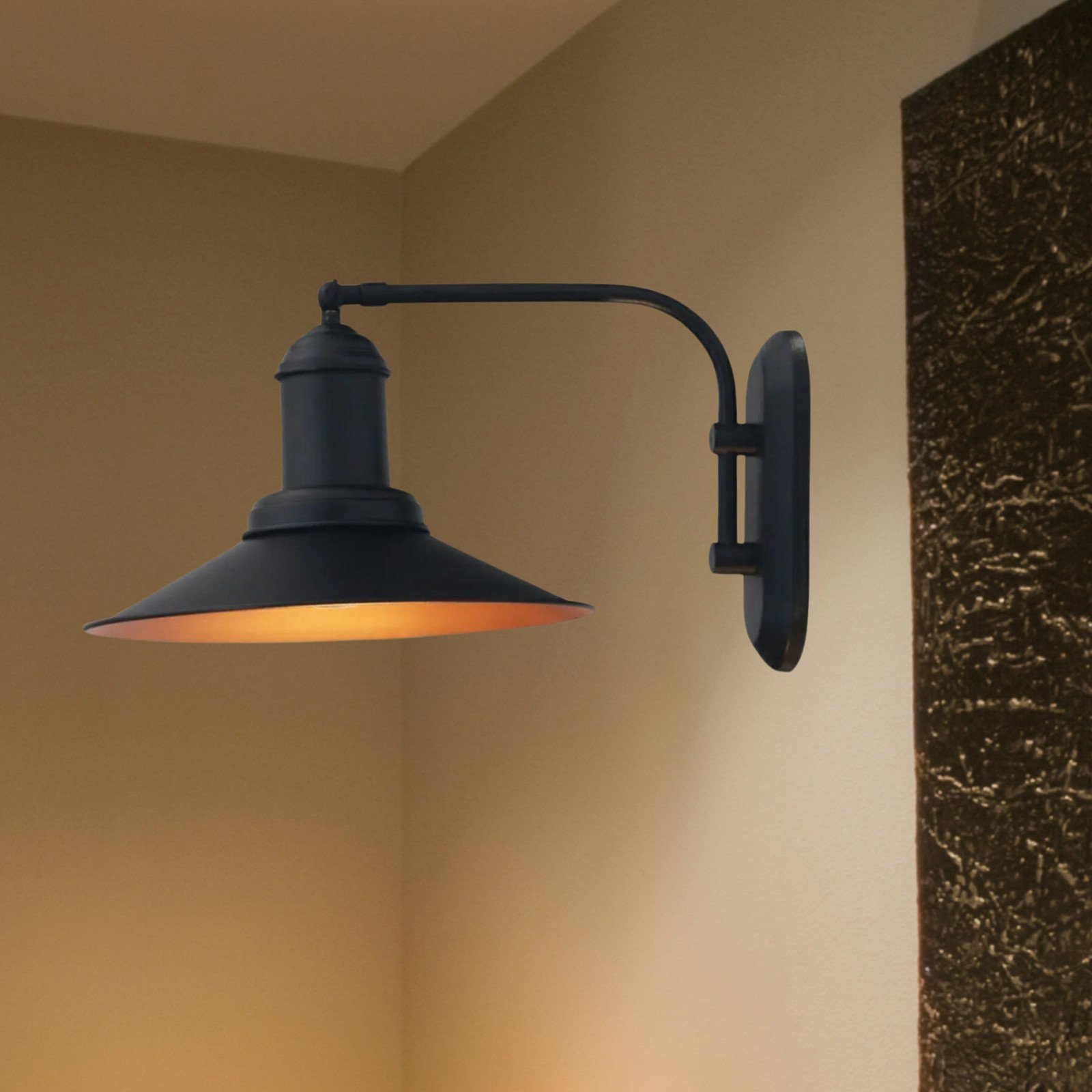 ROYALTECH Aplică de perete Lorato negru înălțime 25 cm metal E27 - Camera de zi / sufragerie - Vintage