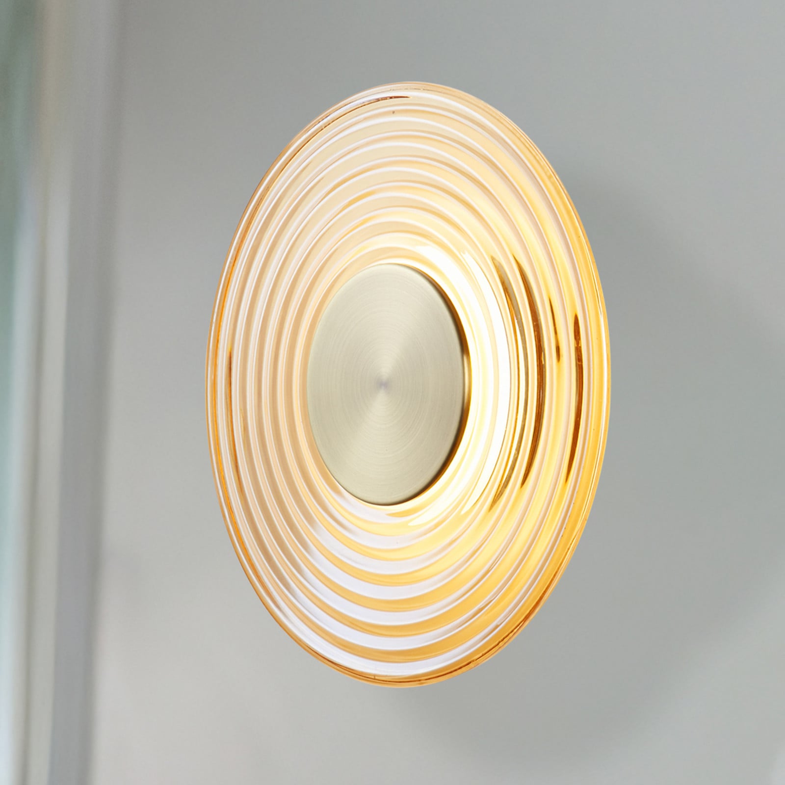 Searchlight Aplică LED Cleo culoare chihlimbar/alamă Ø 30 cm sticlă - Camera de zi / sufragerie - Modern - chihlimbar alamă antică