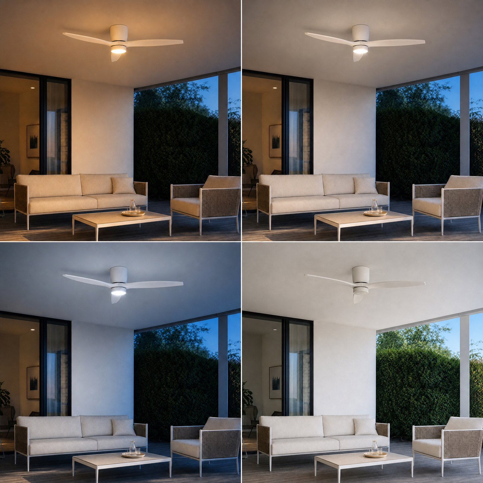 Lucande LED-Deckenventilator Sorin, weiß, CCT, IP44