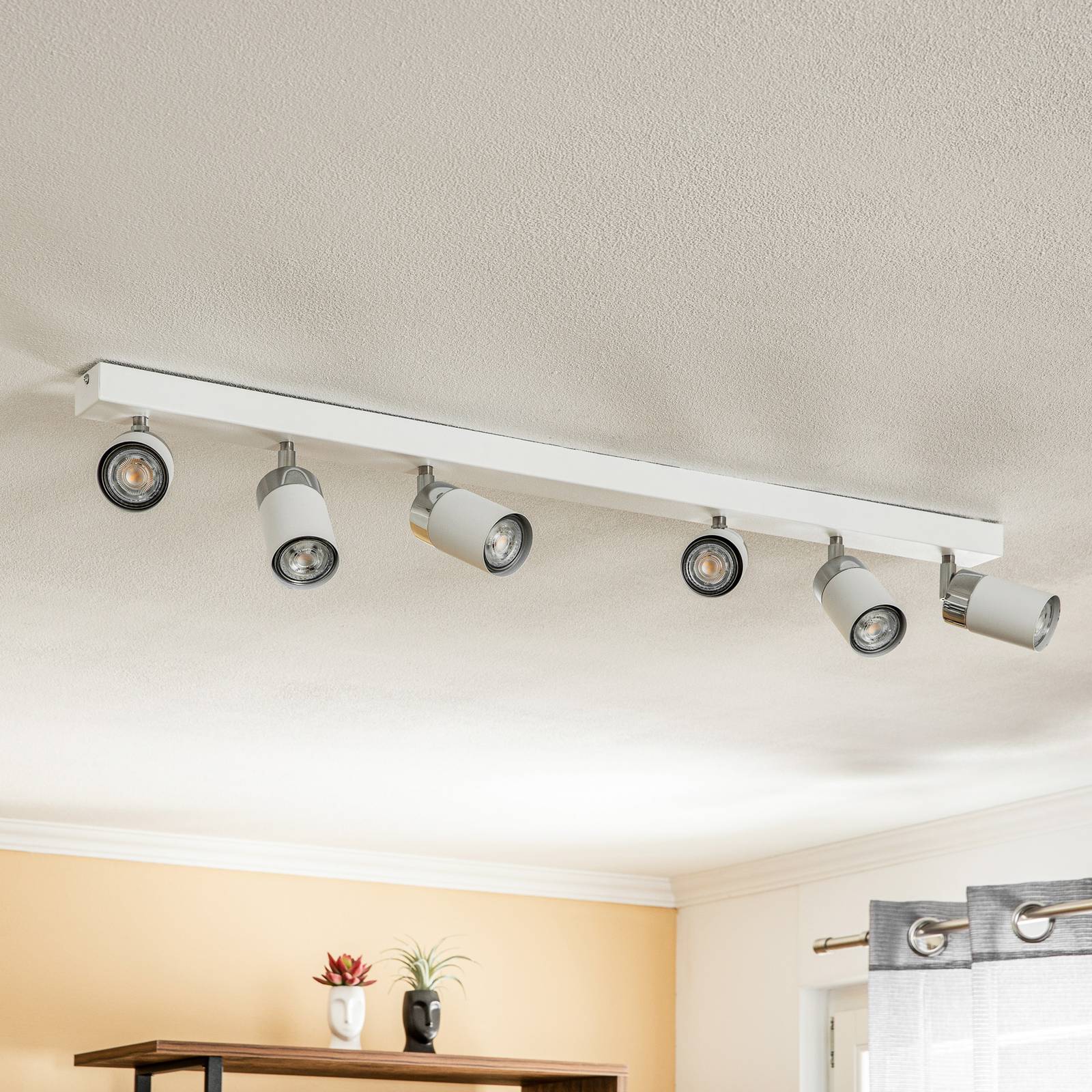 eko-light spot pour plafond joker, blanc/argenté, à 6 lampes