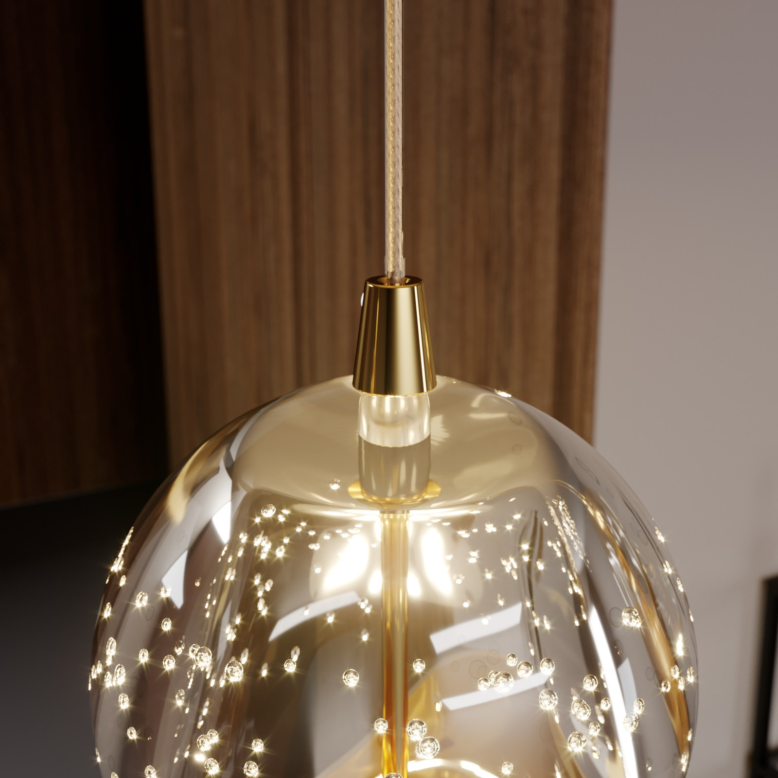Závesná lampa LED Hayley, 5 svetiel, dlhá, zlatá