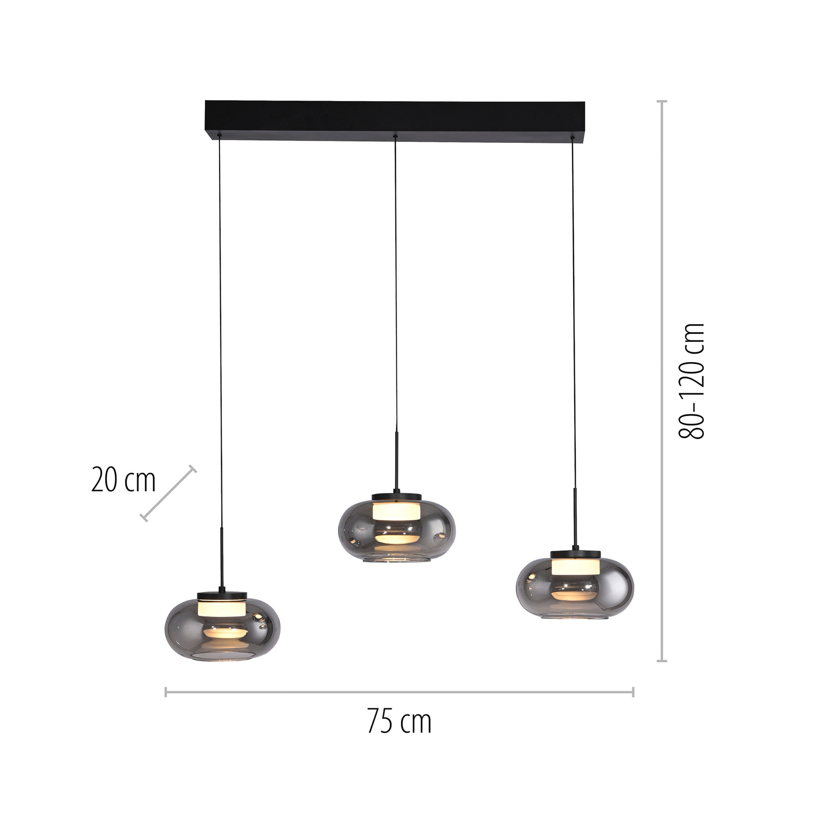 LED-visoka svetilka Sia, 3-svetilna, dimno siva, 3.000 K LED-visoka svetilka Sia, 3-svetilna, dimno siva, 3.000 K