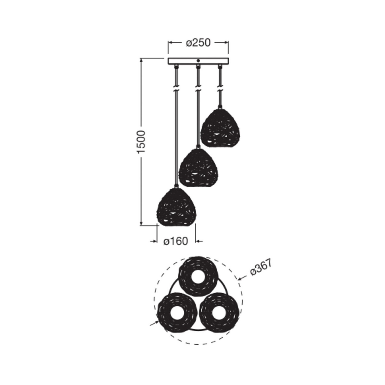 Lampada a sospensione OSRAM Decor Paper Drop, a 3 luci, rotonda, beige, E27