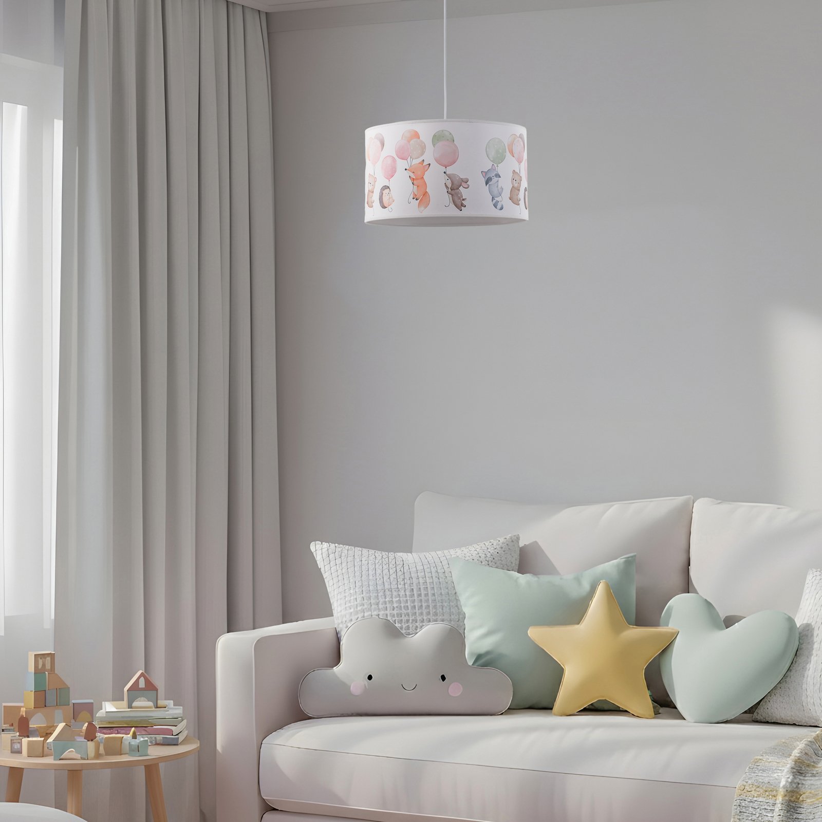 Freddy függőlámpa, Ø 35 cm, szövet, színes, állatok, E27