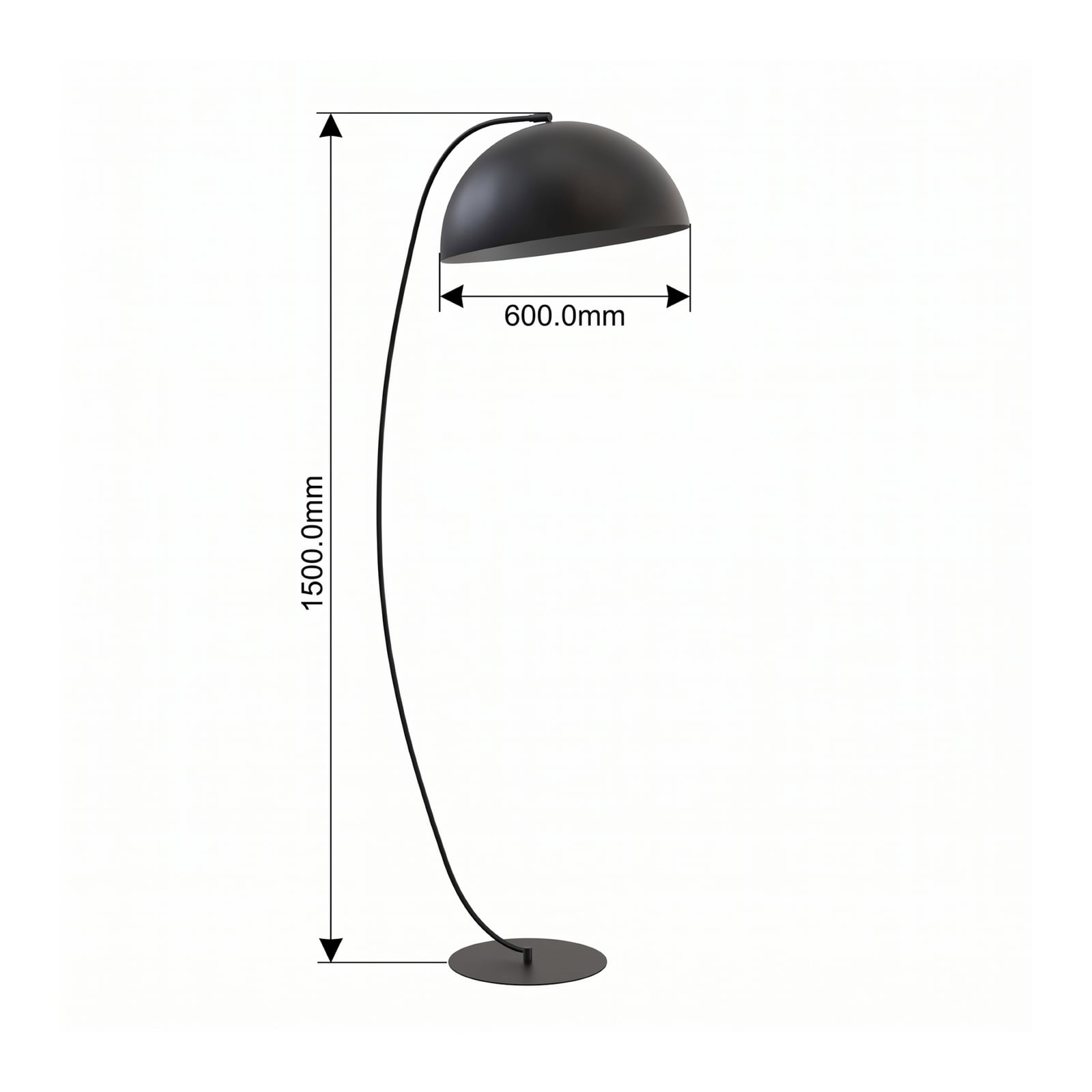 Stehlampe Arcos, schwarz, Höhe 150 cm, Metall