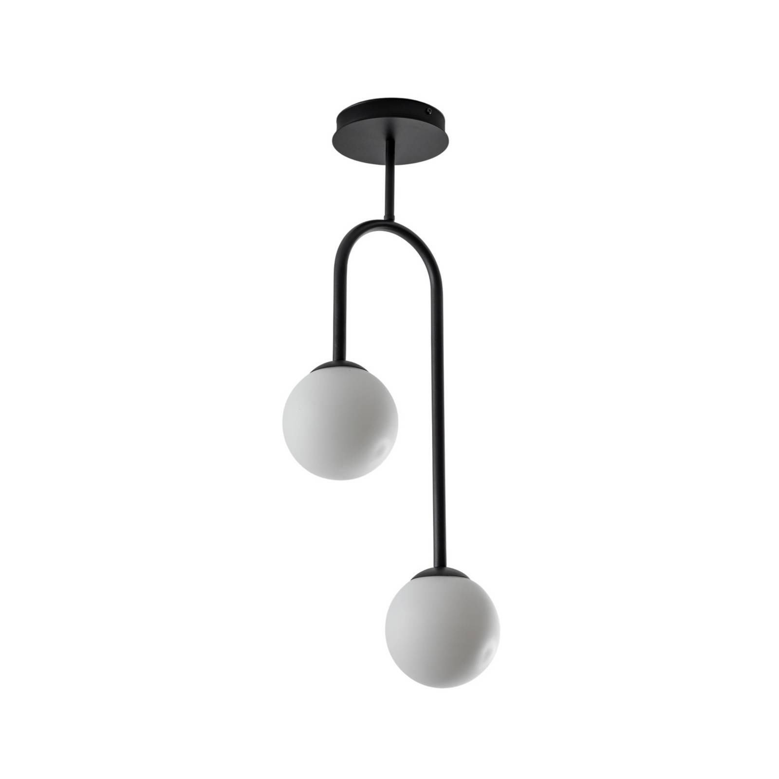 Deckenlampe Atria, opal/schwarz, Höhe 76 cm, Metall, 2-flg.
