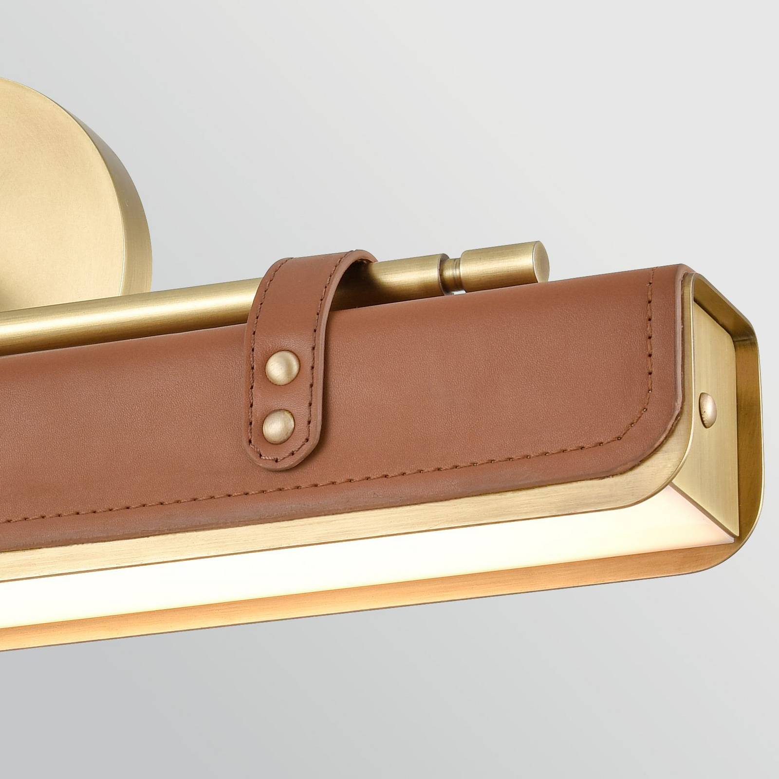 LED-Wandleuchte VALISE, braun/altmessing, 50 cm, Kunstleder günstig online kaufen