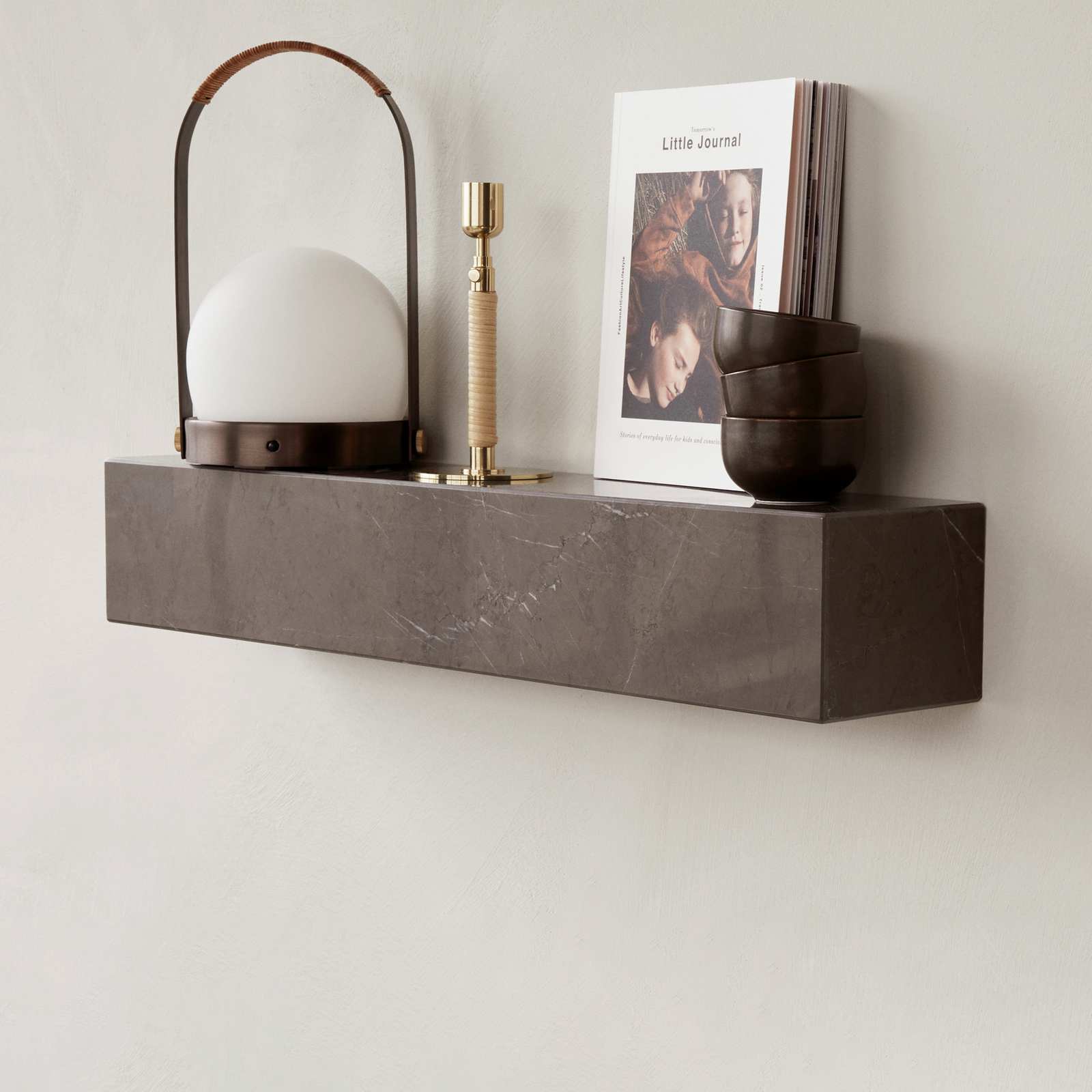 Plinth Etagère Brown Grey Kendzo Marble - Audo Copenhagen