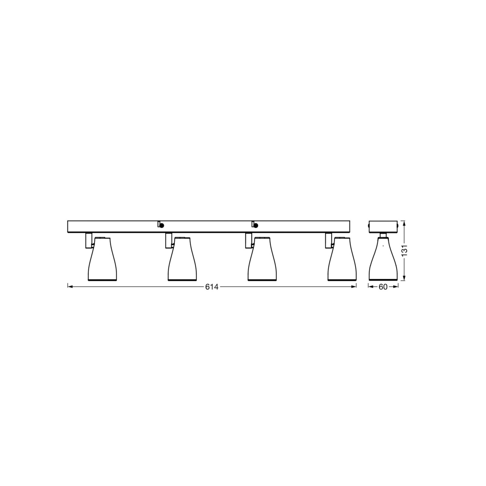 OSRAM Deckenstrahler PEAR, schwarz, 4-flg., GU10-LED 2.700 K