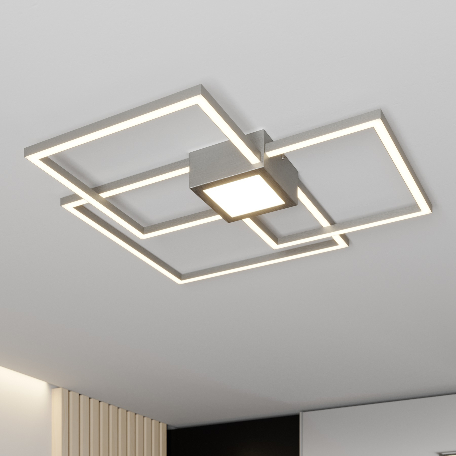 Lindby Duetto LED-taklampa nickel 38 W