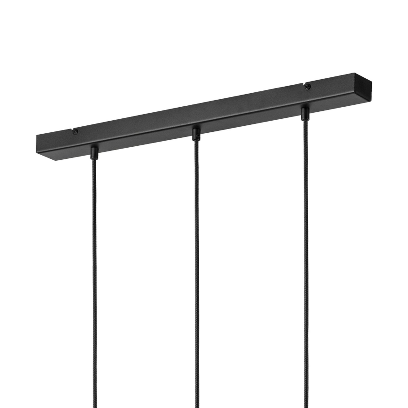 Hängeleuchte Markus, Opalglas/Eichenholz, Länge 60 cm 3-flg.