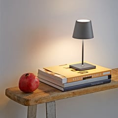 Nuindie mini LED ladattava pöytävalaisin, USB, grafiitti, IP54, himmennettävä
