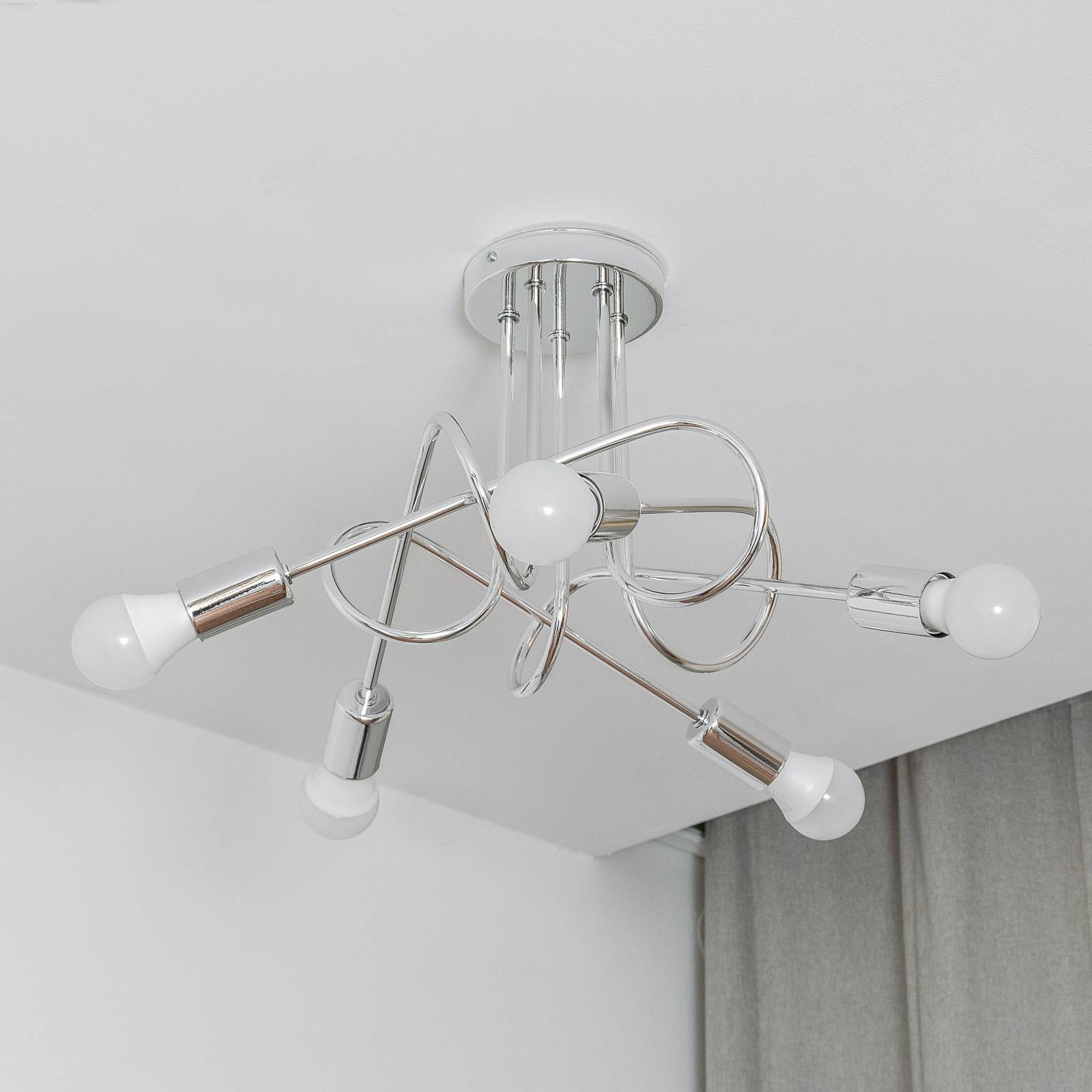 Lampa sufitowa Oxford, chrom, 5-punktowa, Ø 47 cm, metal