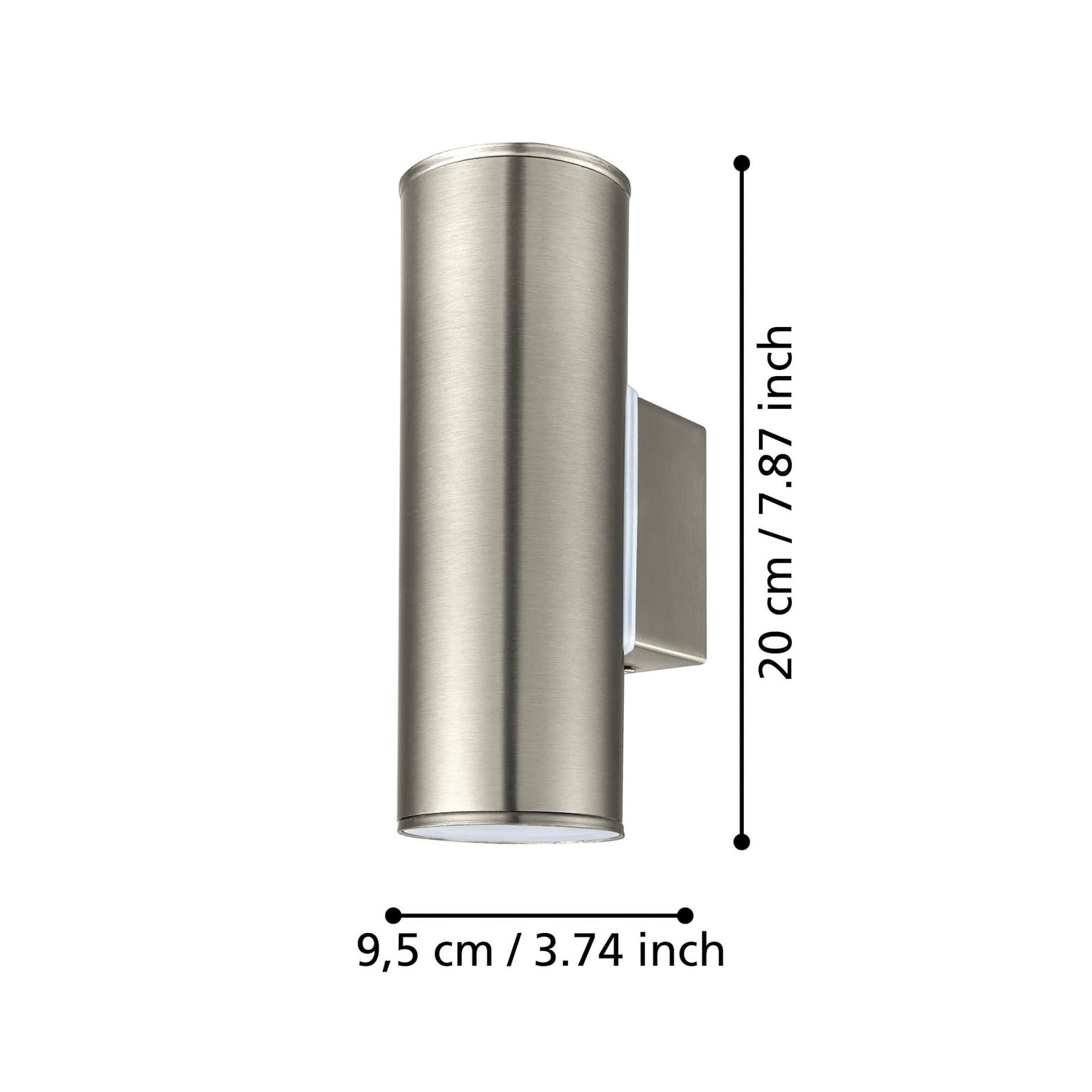 Riga LED zidna lampa, nehrđajući čelik, visina 20 cm, nehrđajući čelik, 2