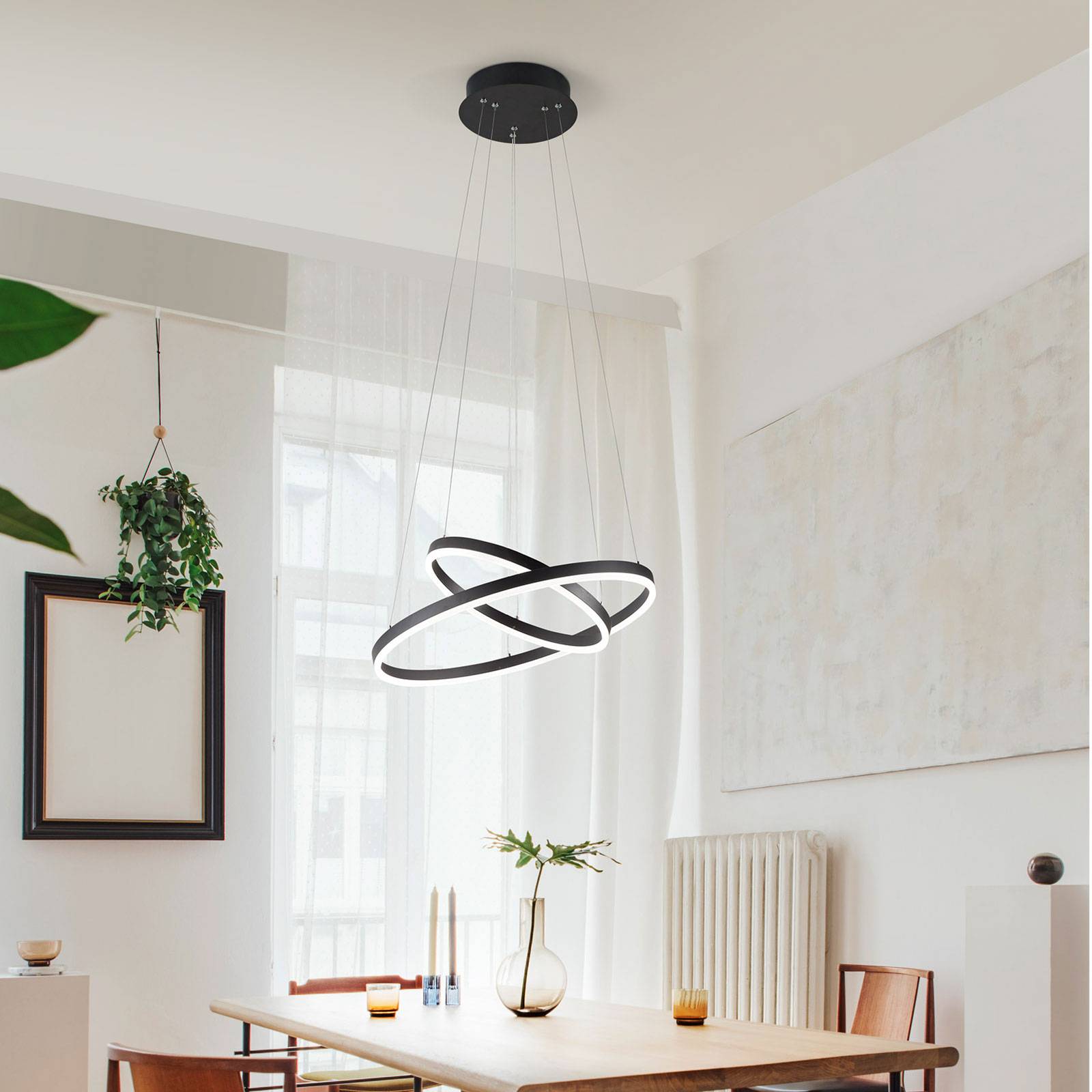 Lampa wisząca LED Giotto, 2-punktowa, czarna