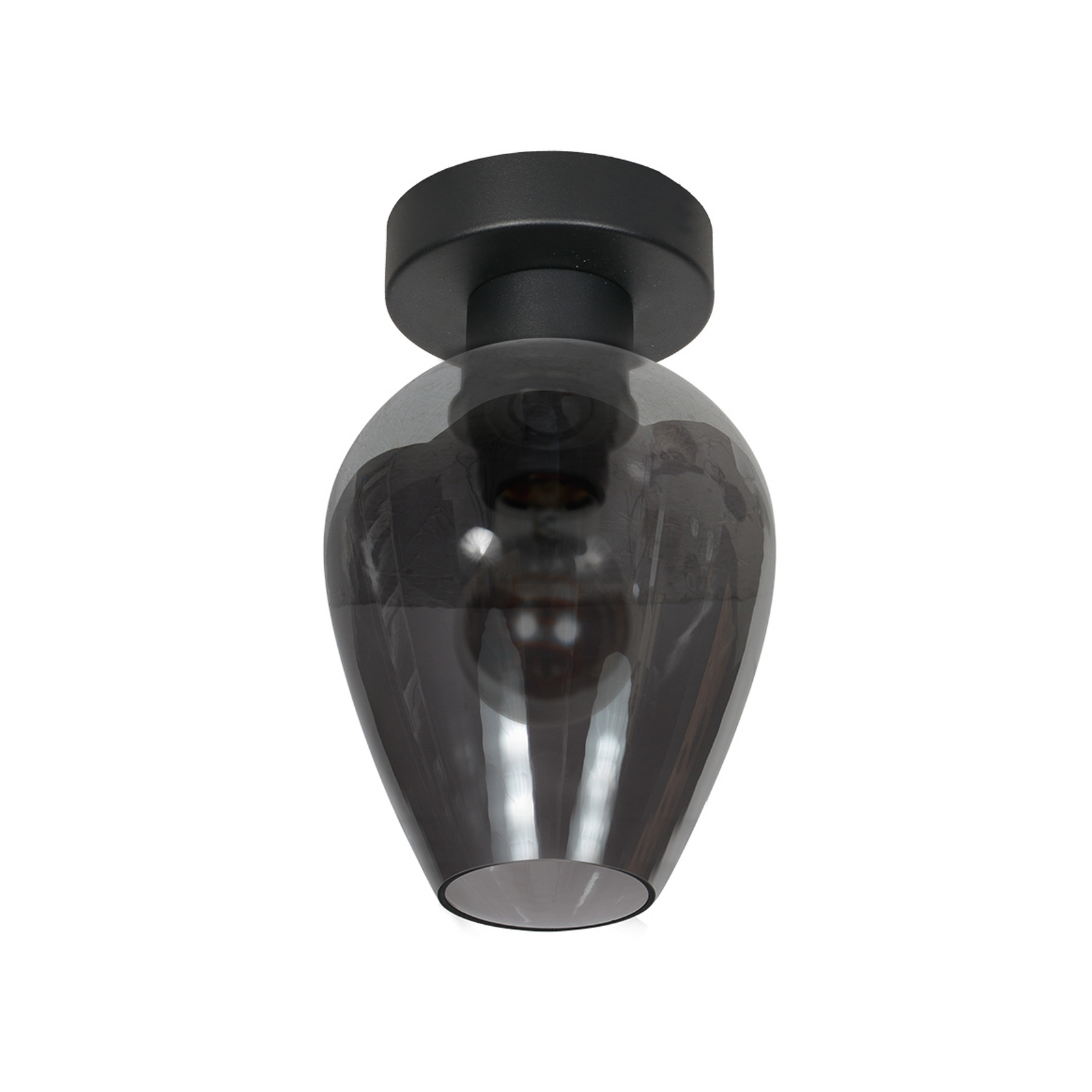 Lámpara de techo Bloeba, negro/gris humo, Ø 15 cm, gota de cristal