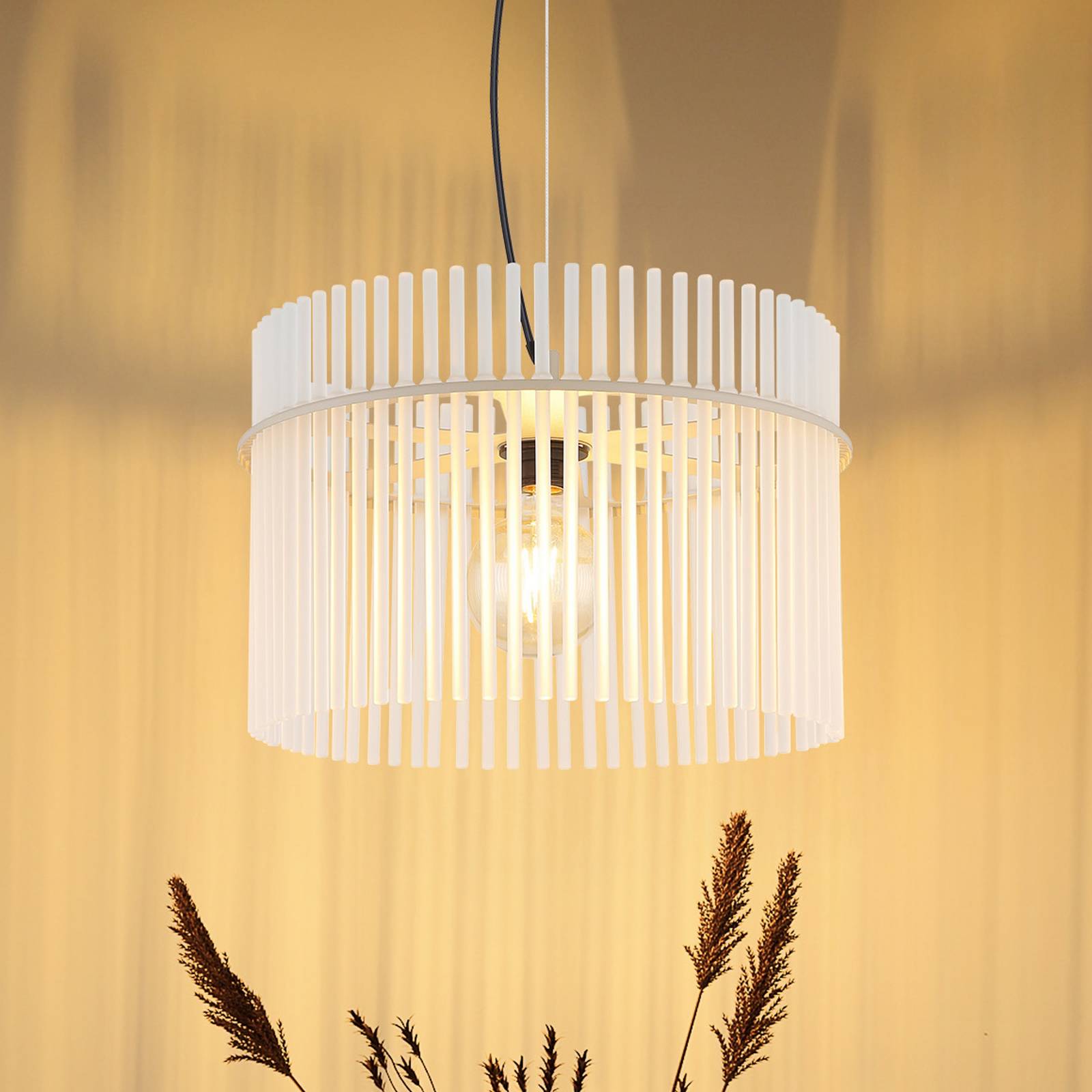 Globo Gorley Pendant Light, White/Sand, Glass, Ø 40 Cm, E27