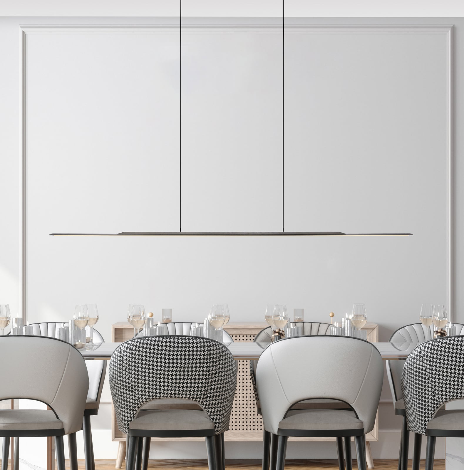 Surface LED-Hängelampe, grau, 160cm, Alu, 3.000 K - PURE