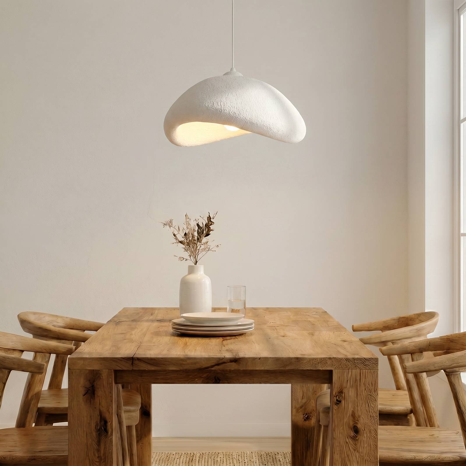 Opviq Hanglamp LUNA, wit, 52 x 40 cm, glasvezel, E27