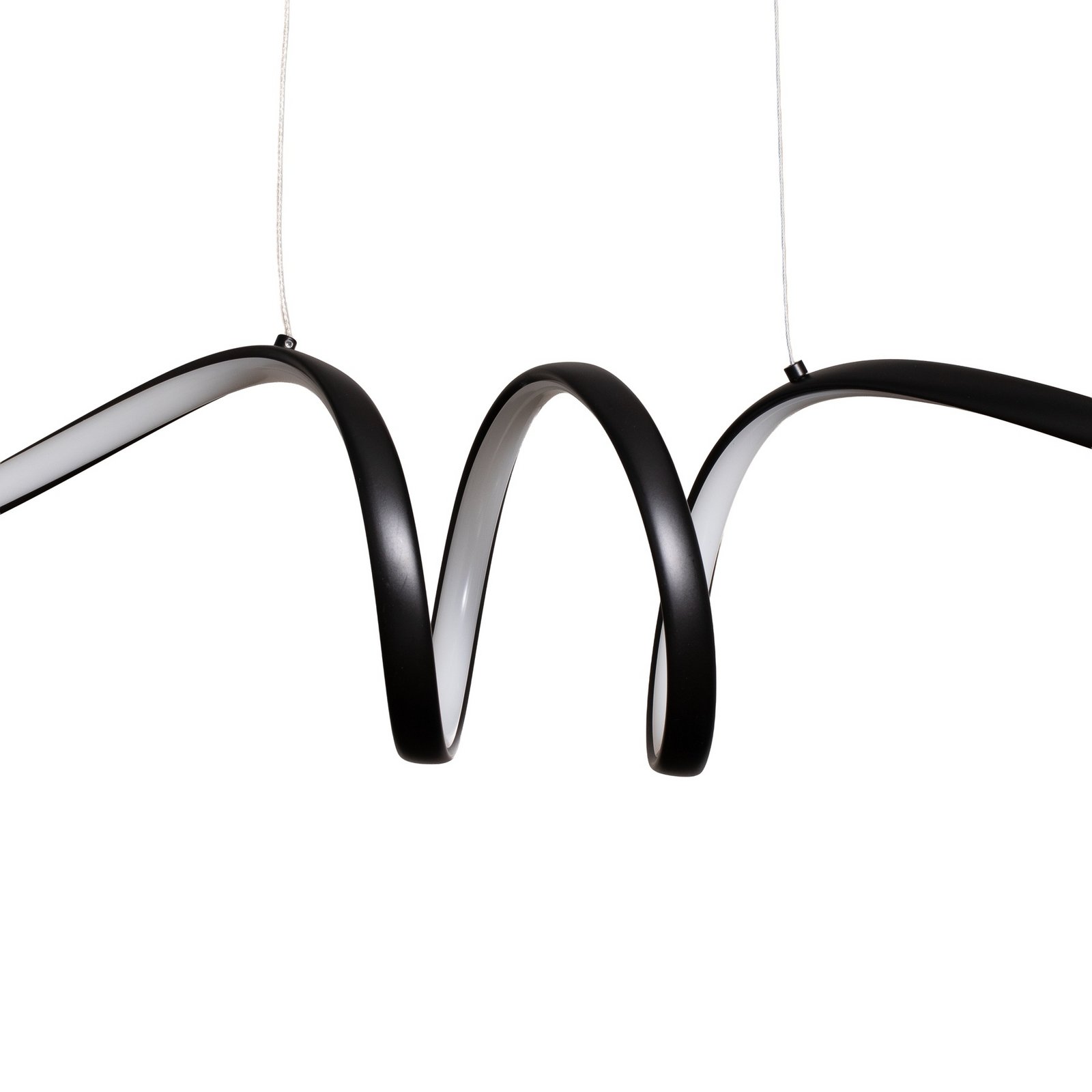 LED-hengelampe Loop, metall, svart-krom, 4.000 K