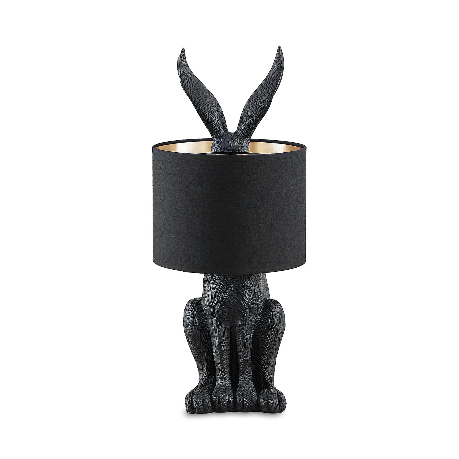Lindby Lorentina fabric table lamp, hare, black
