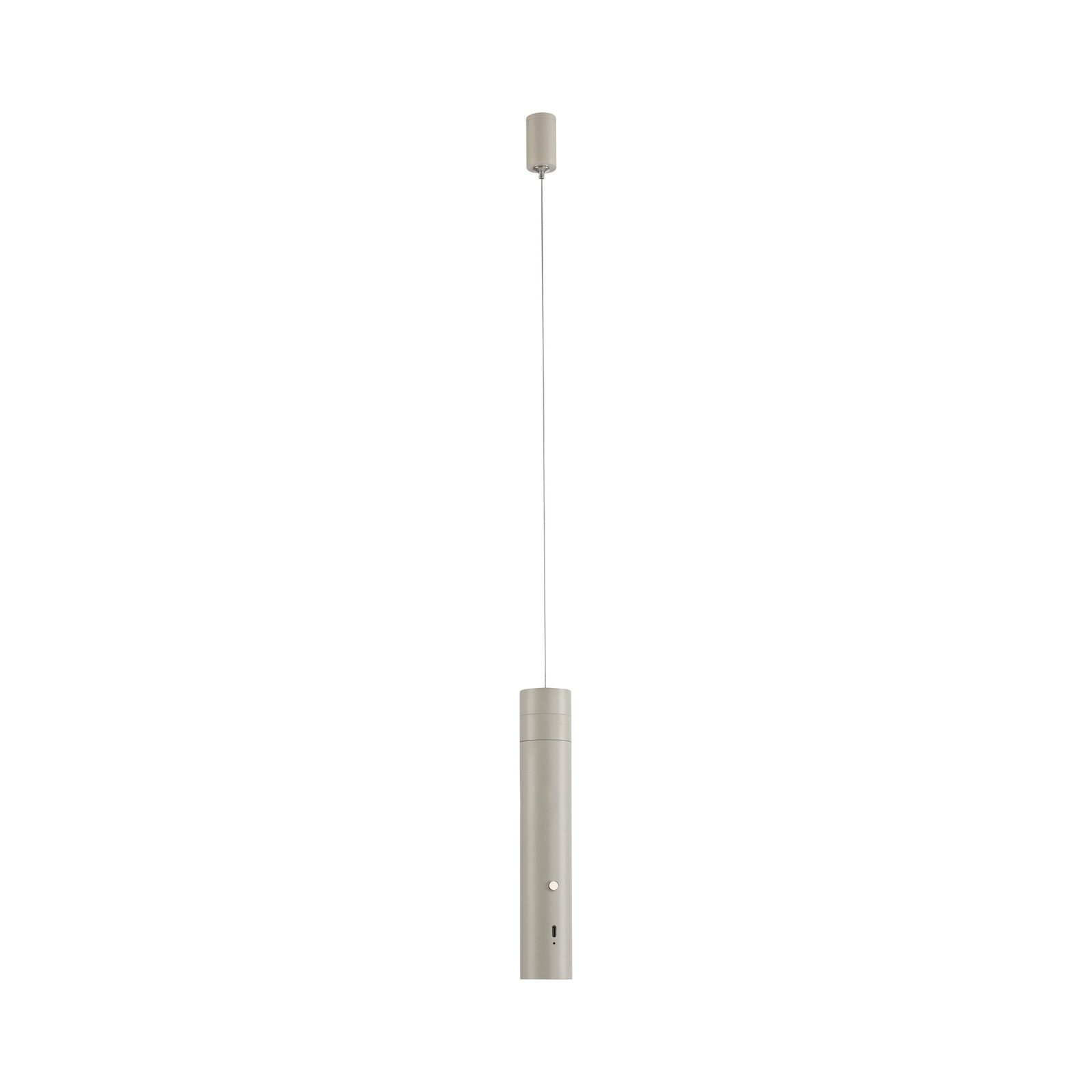 JUST LIGHT. Lampada a sospensione ricaricabile a LED, grigio-beige, in