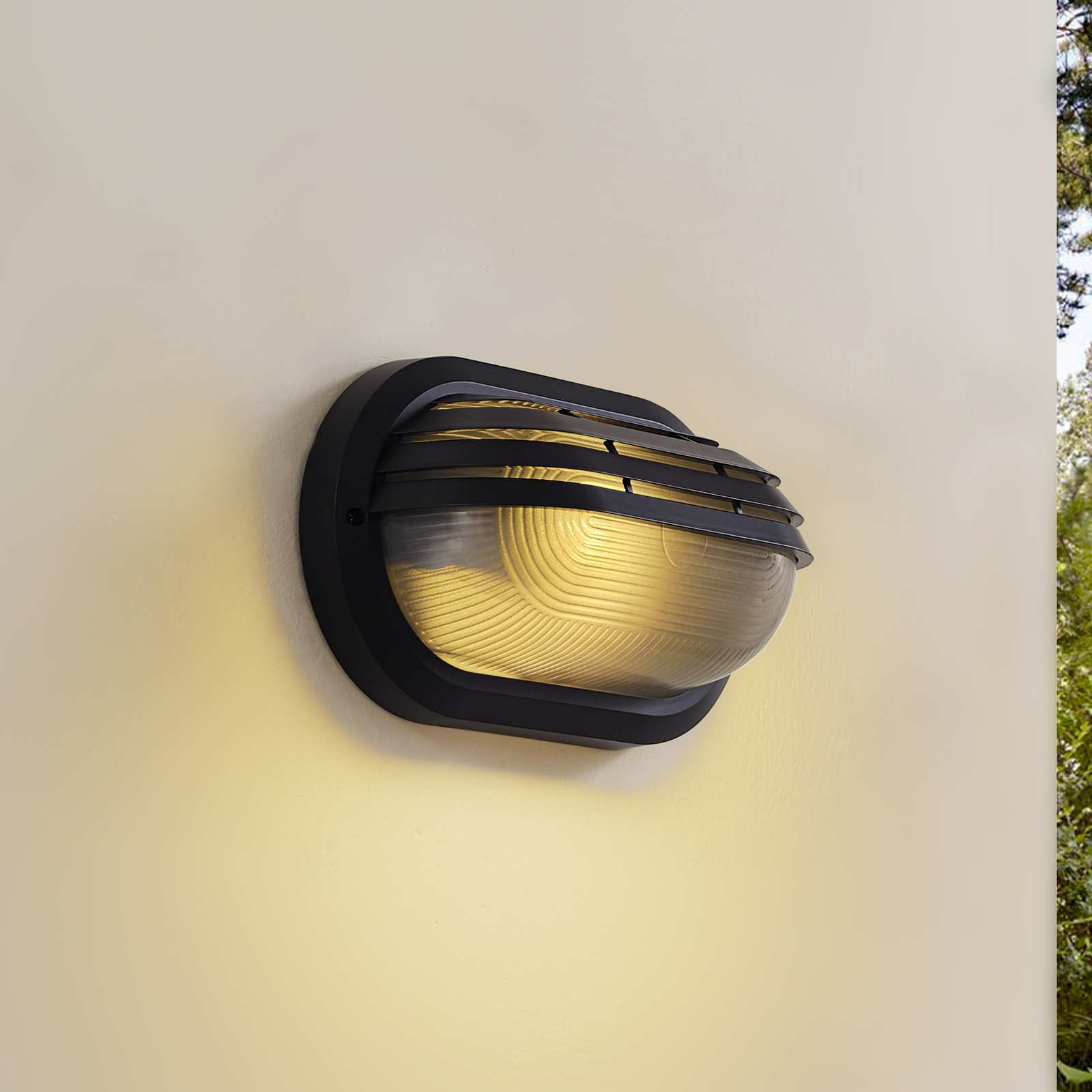 Lindby outdoor wall light Adita, black, ABS, height 16.3 cm