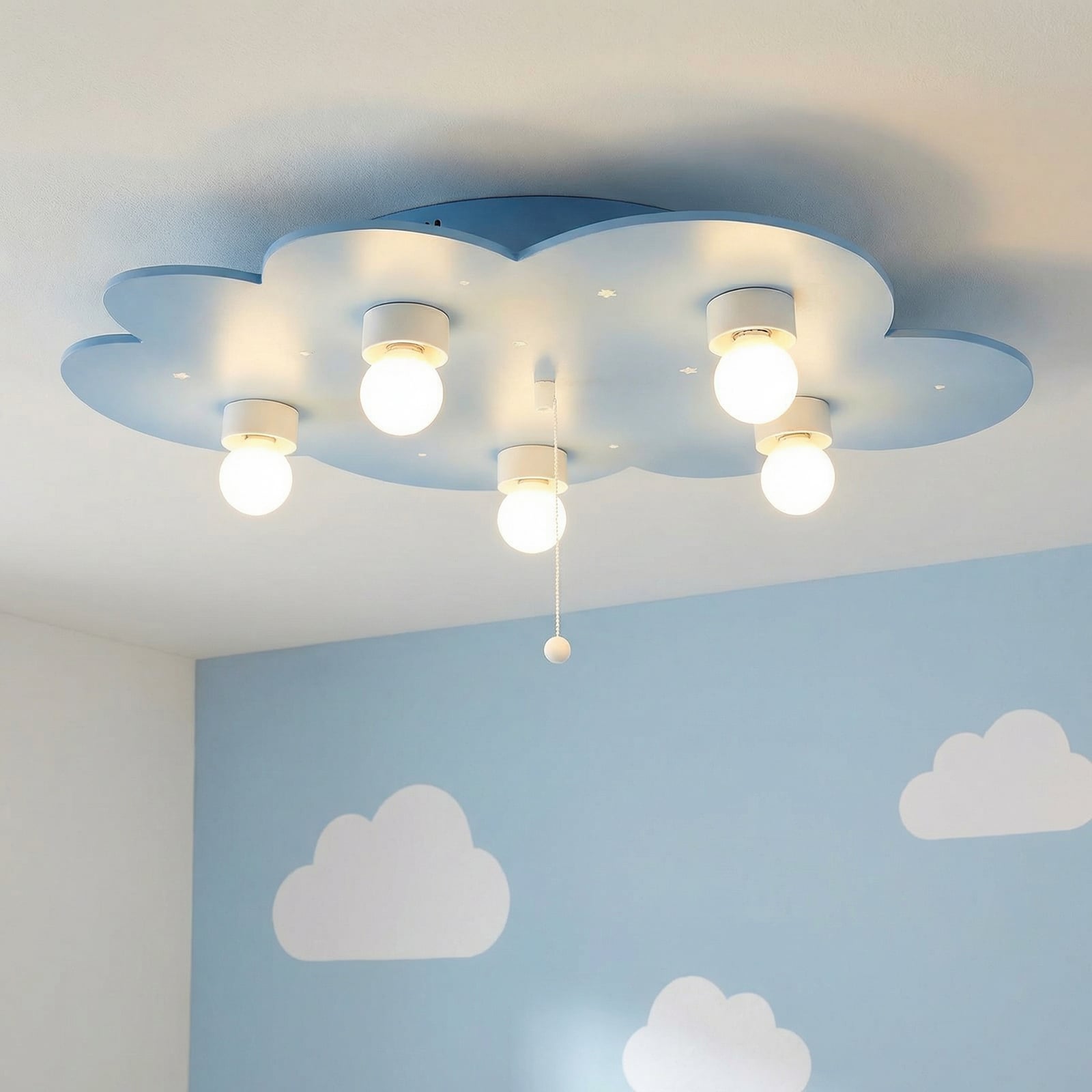 Deckenleuchte Wolke, fünfflammig, hellblau