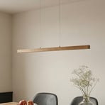 Lucande LED viseča svetilka Nihalo, les, 122 cm, z možnostjo zatemnitve, CCT