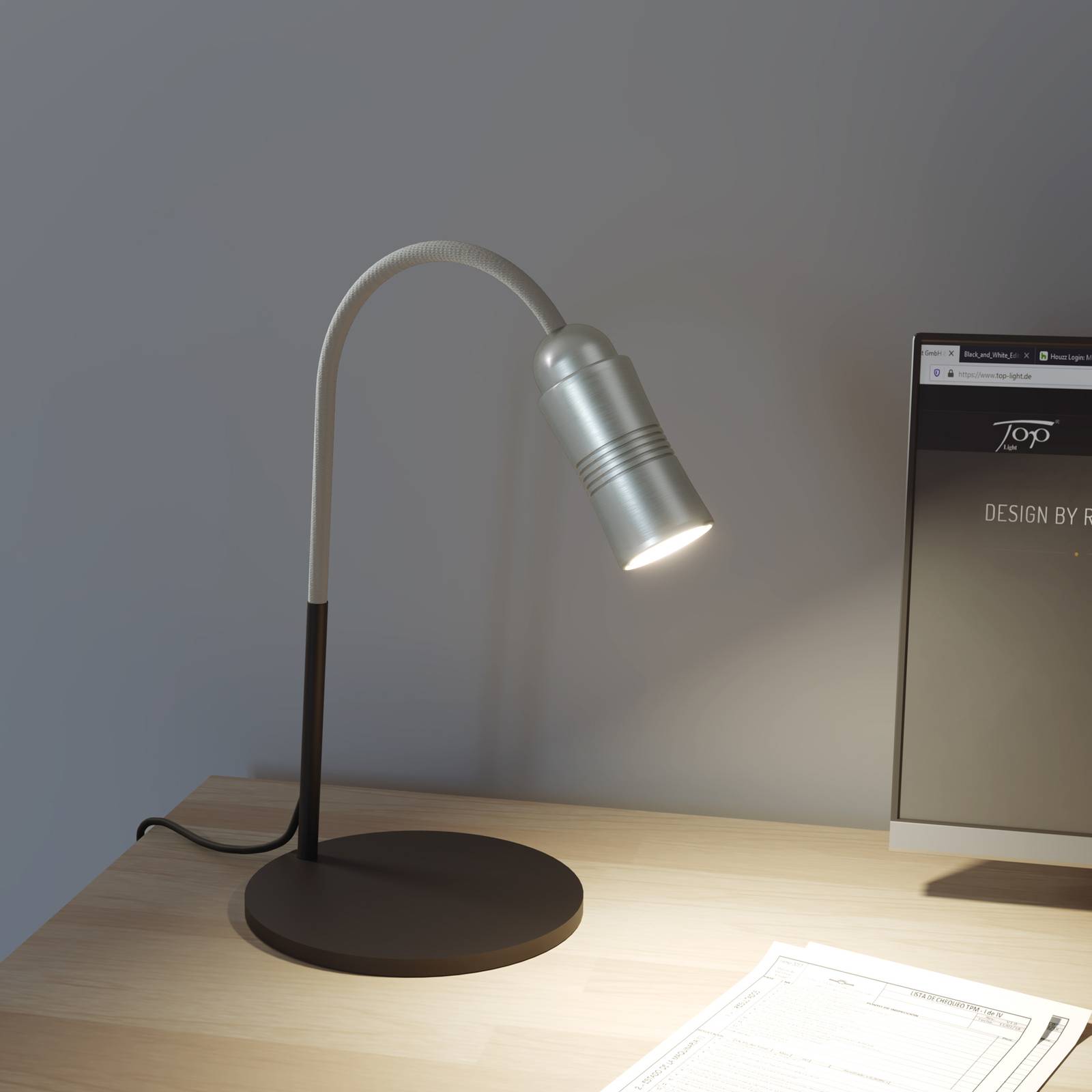 Top Light Neo! Table lampe à poser LED dim alu/argentée