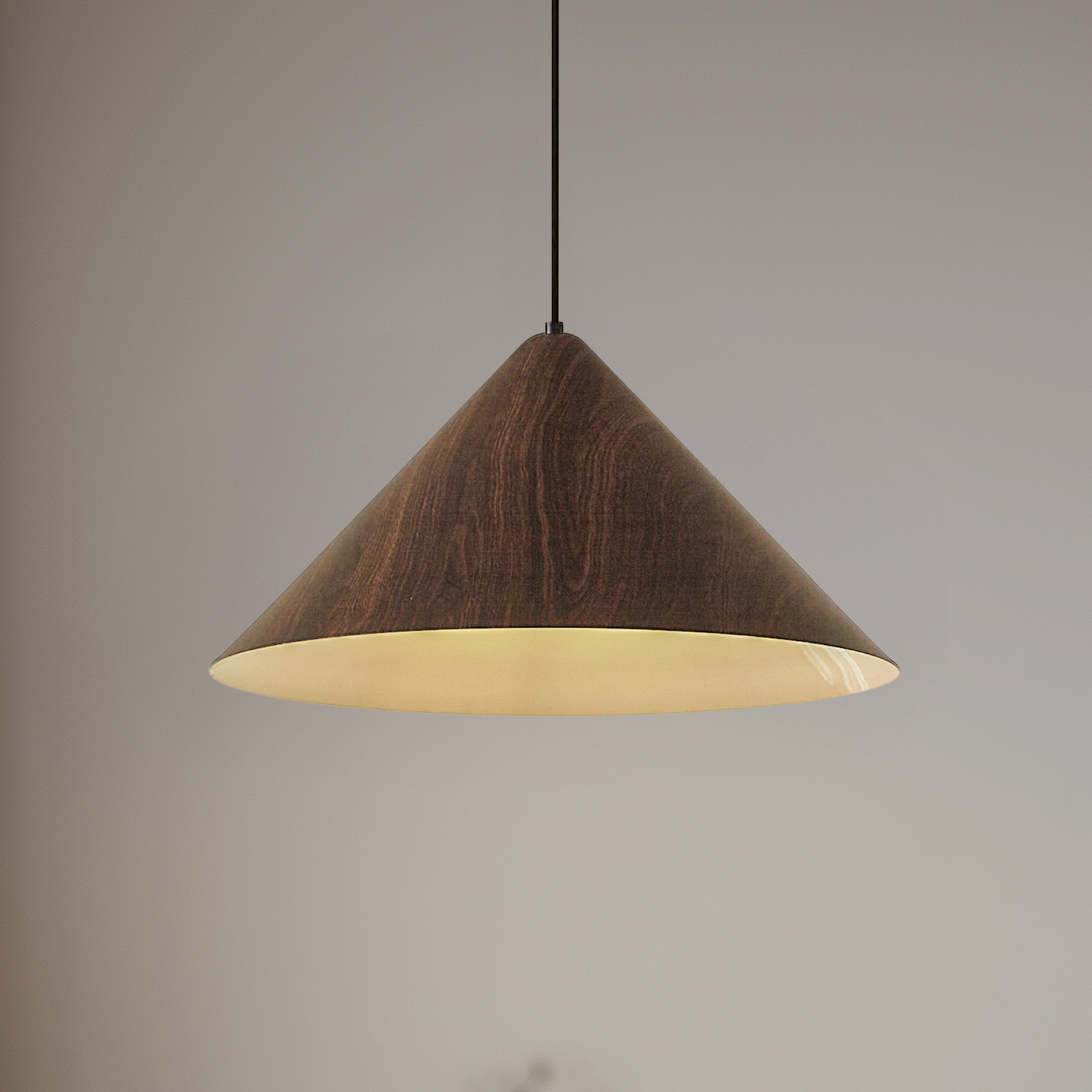 Lindby hänglampa Clarine, valnöt, Ø 50 cm, metall