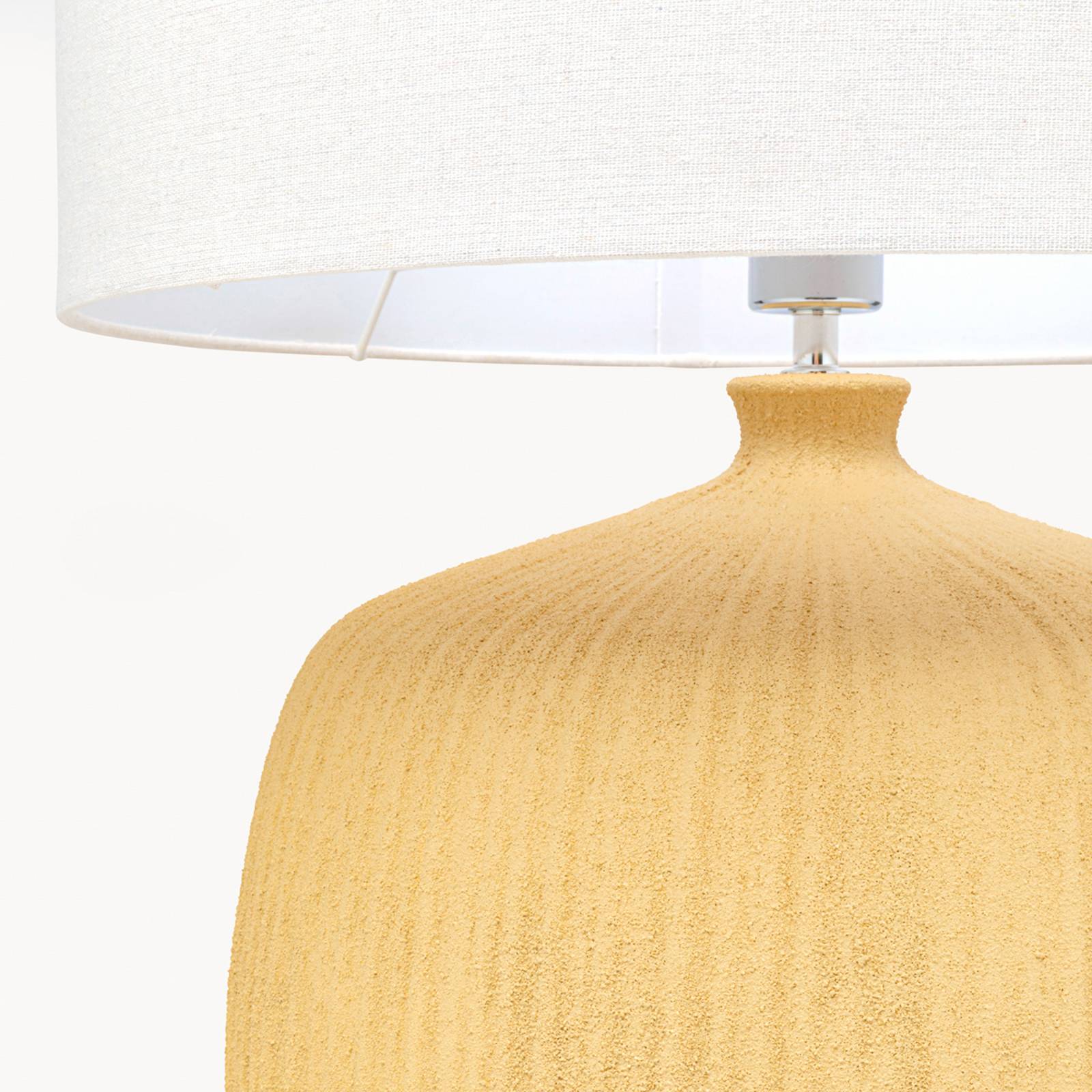 Lampa stołowa KARE Luma, żółta, bawełna/kamionka, 70 cm, E27