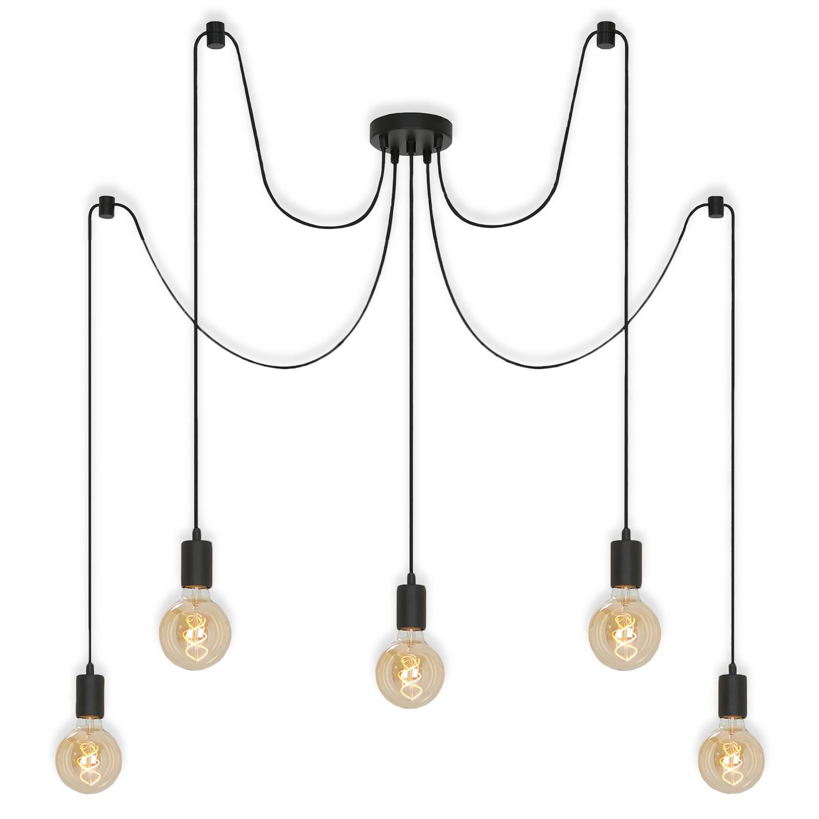 Hanglamp 4104-055 Black steel, 5-lamps