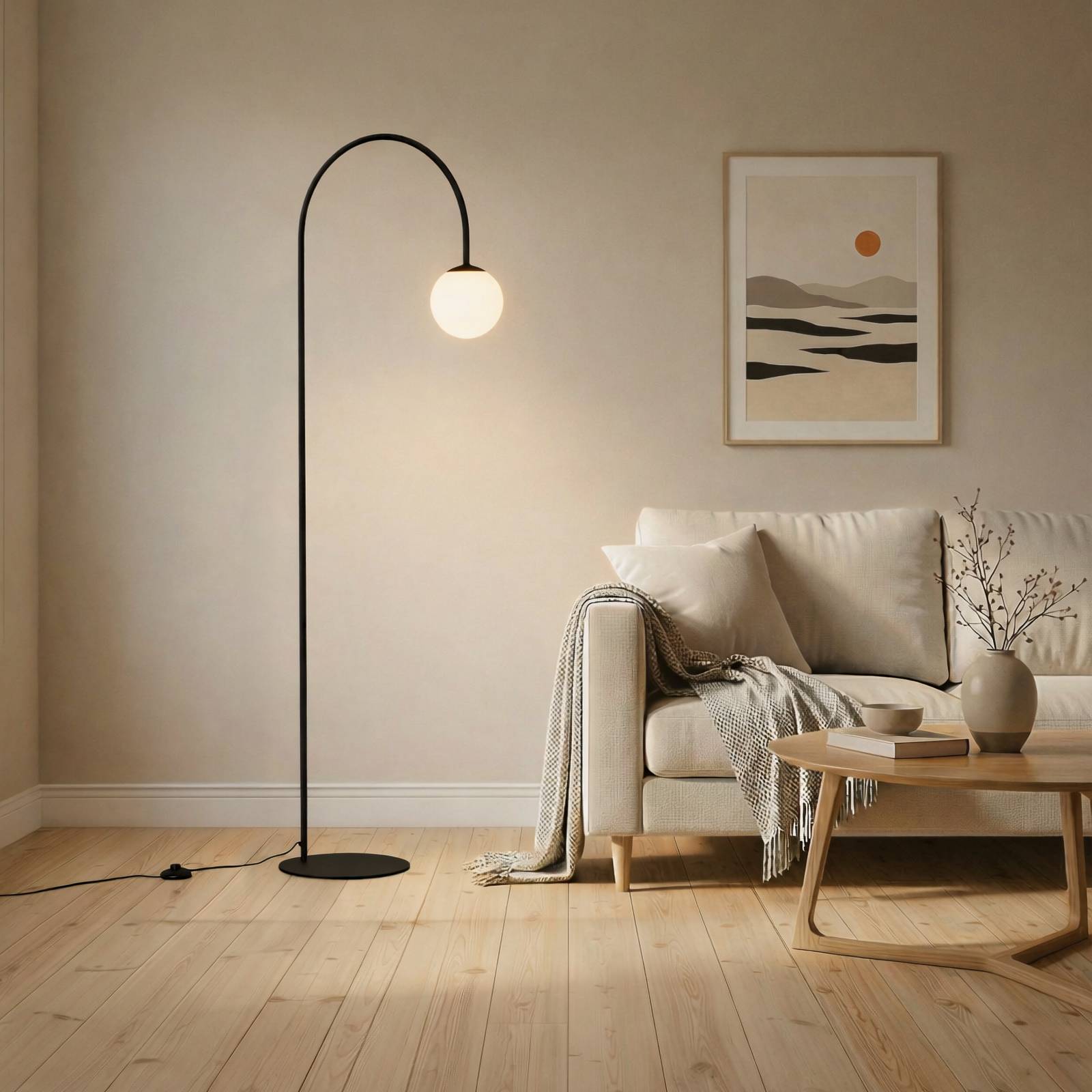 Stehleuchte Nova, Glas/Metall, schwarz/weiß, Höhe 155 cm günstig online kaufen