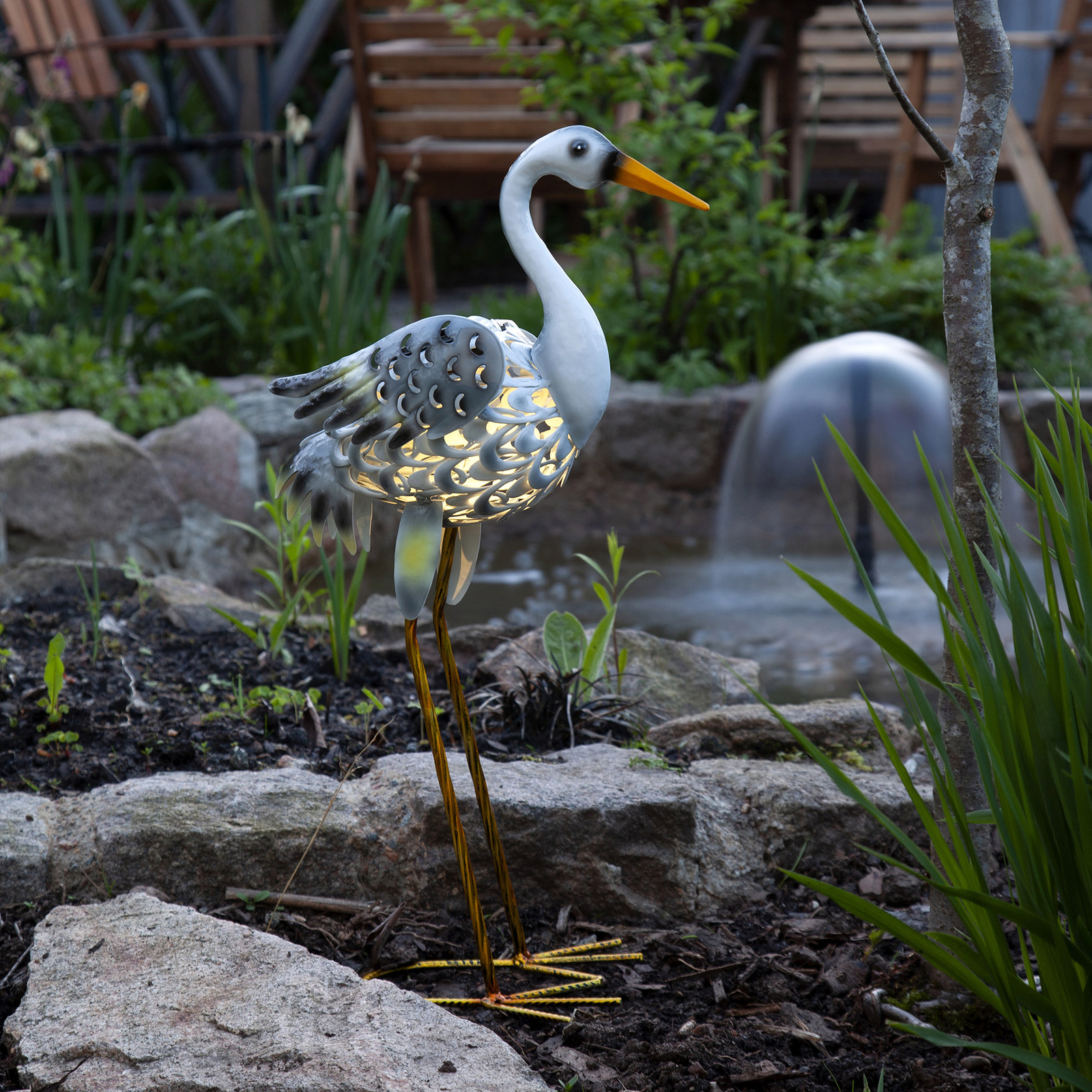 Lampe solaire LED Heron, figurine de héron