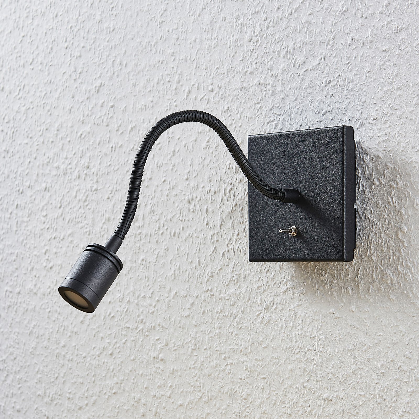 Candeeiro de parede LED Mayar com braço flexível, preto, conjunto de 2