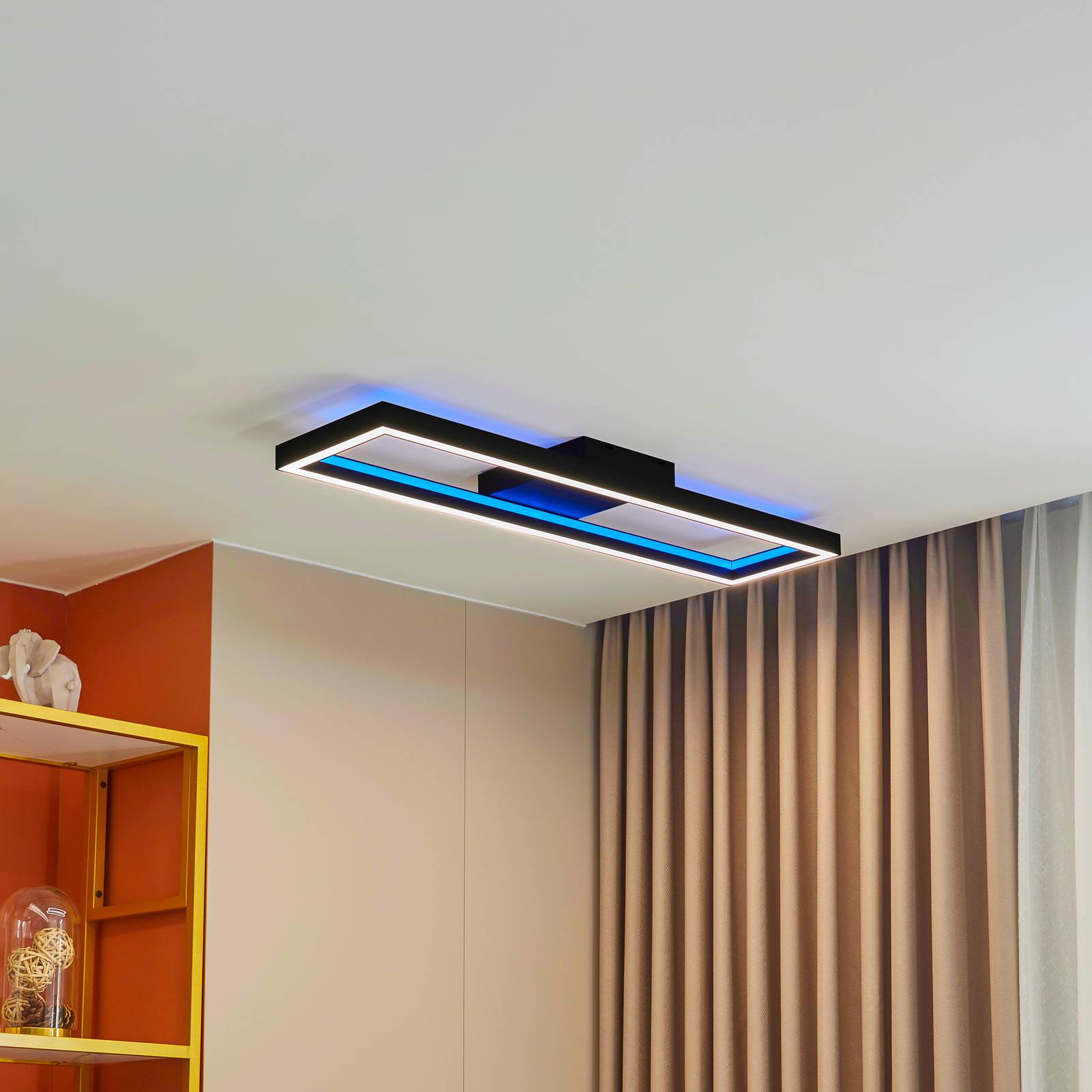 Lucande Smart Plafonnier LED Tjado 100 cm noir RGBW