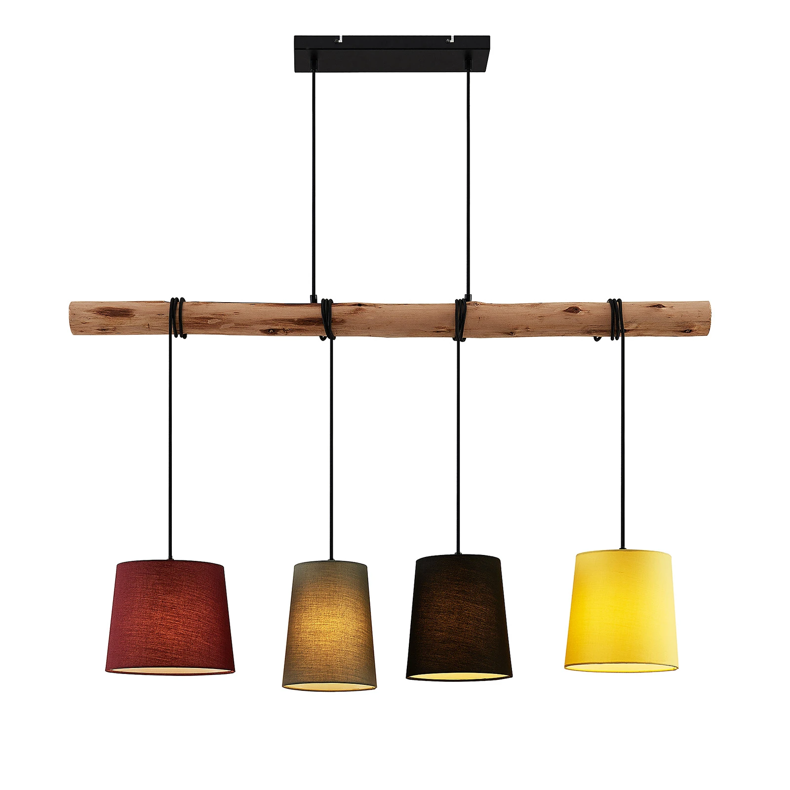 Lindby Hängeleuchte Moskau , bunt, Textil, Holz, E27, 116 cm