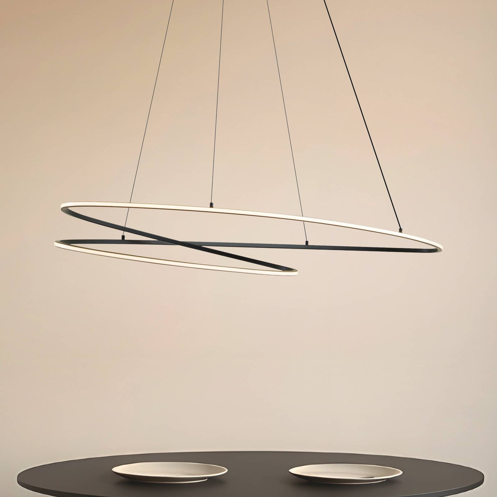 Lucande żyrandol LED Gavril, 100 cm, czarna, ściemniany