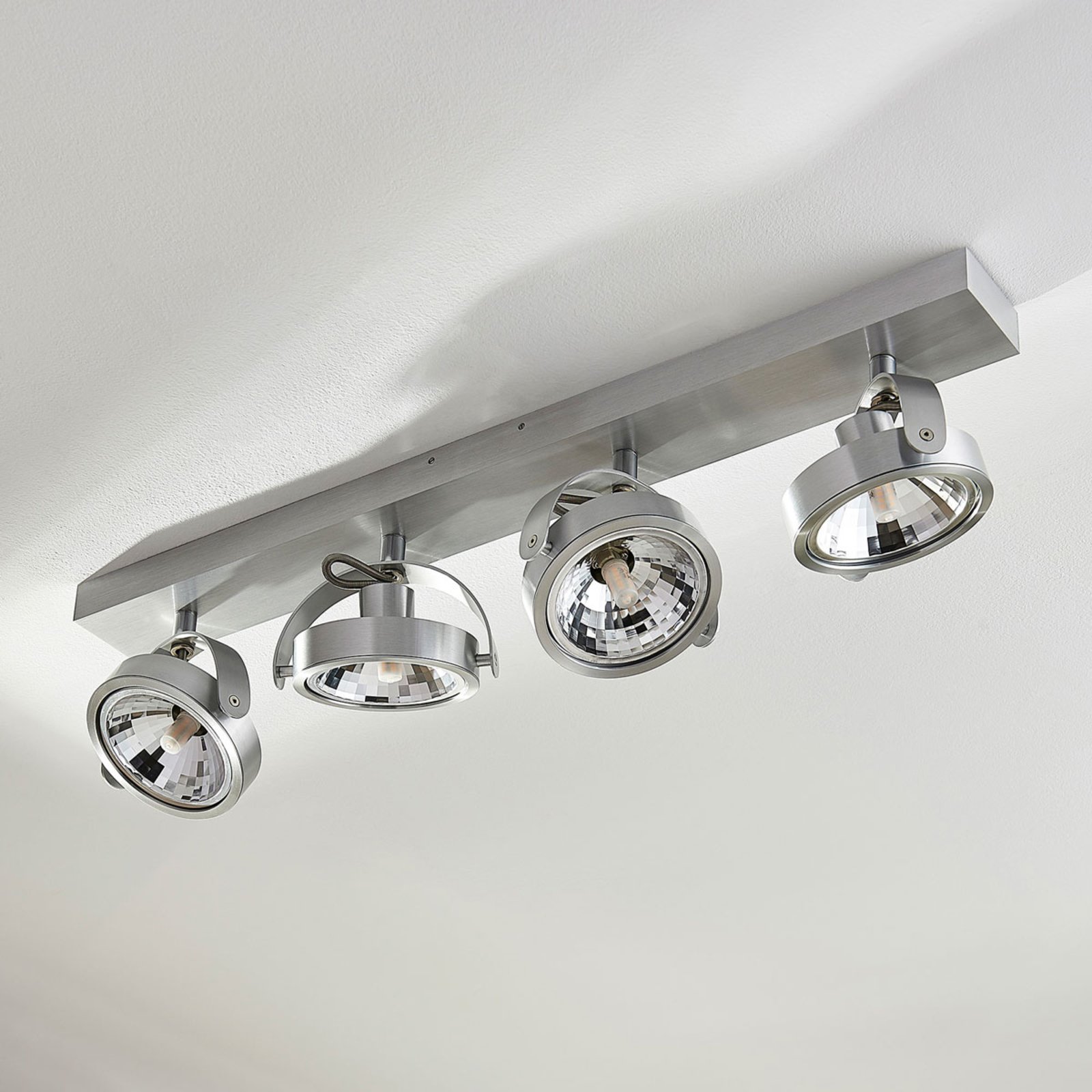 Lampe - Deckenleuchte Lampenwelt LED Deckenlampe Lionel für Wohnzimmer & Esszimmer Spot Modern 4 flammig, A+, inkl. Leuchtmittel Wandleuchte in Chrom aus Metall u.a Strahler 