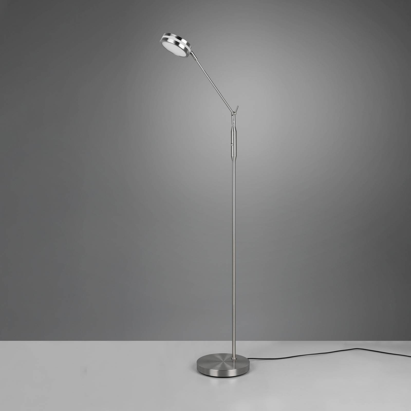 Trio Lighting LED stojací lampa Franklin, stmívač, matný nikl