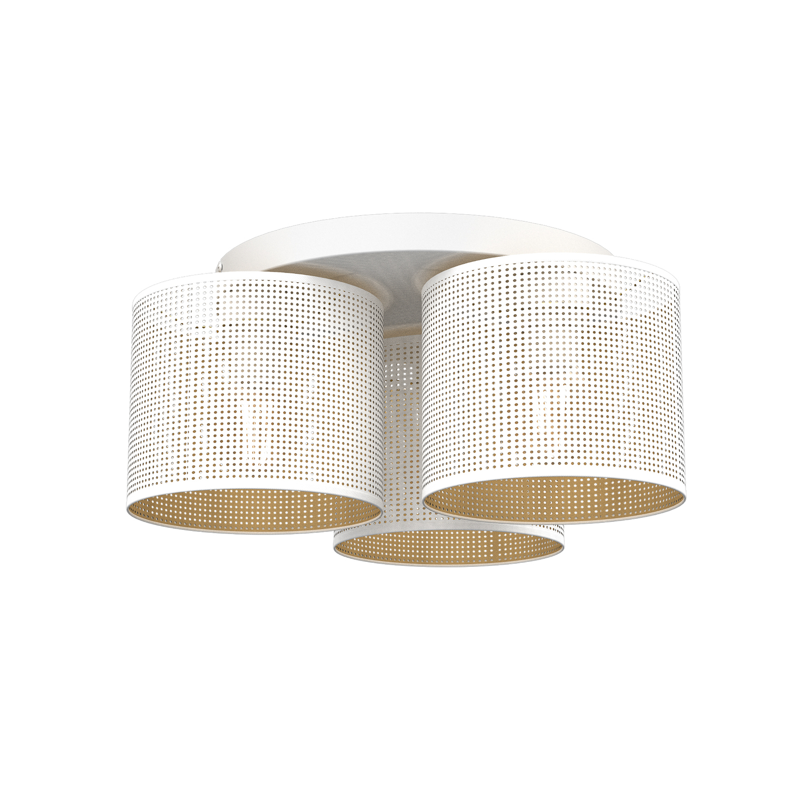 Jovin ceiling light, three lampshades, white/gold