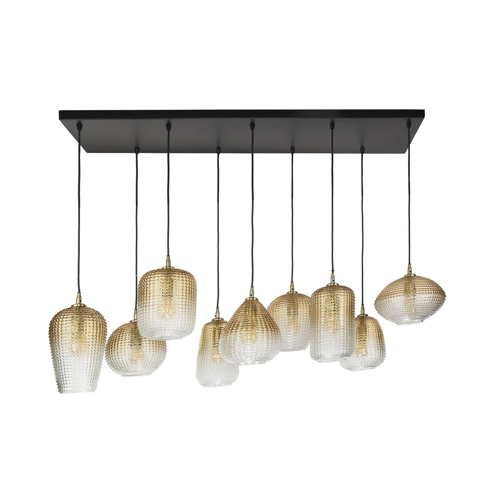 Suspension Dot, amber, 120 x 40 cm, verre, à 9 lampes