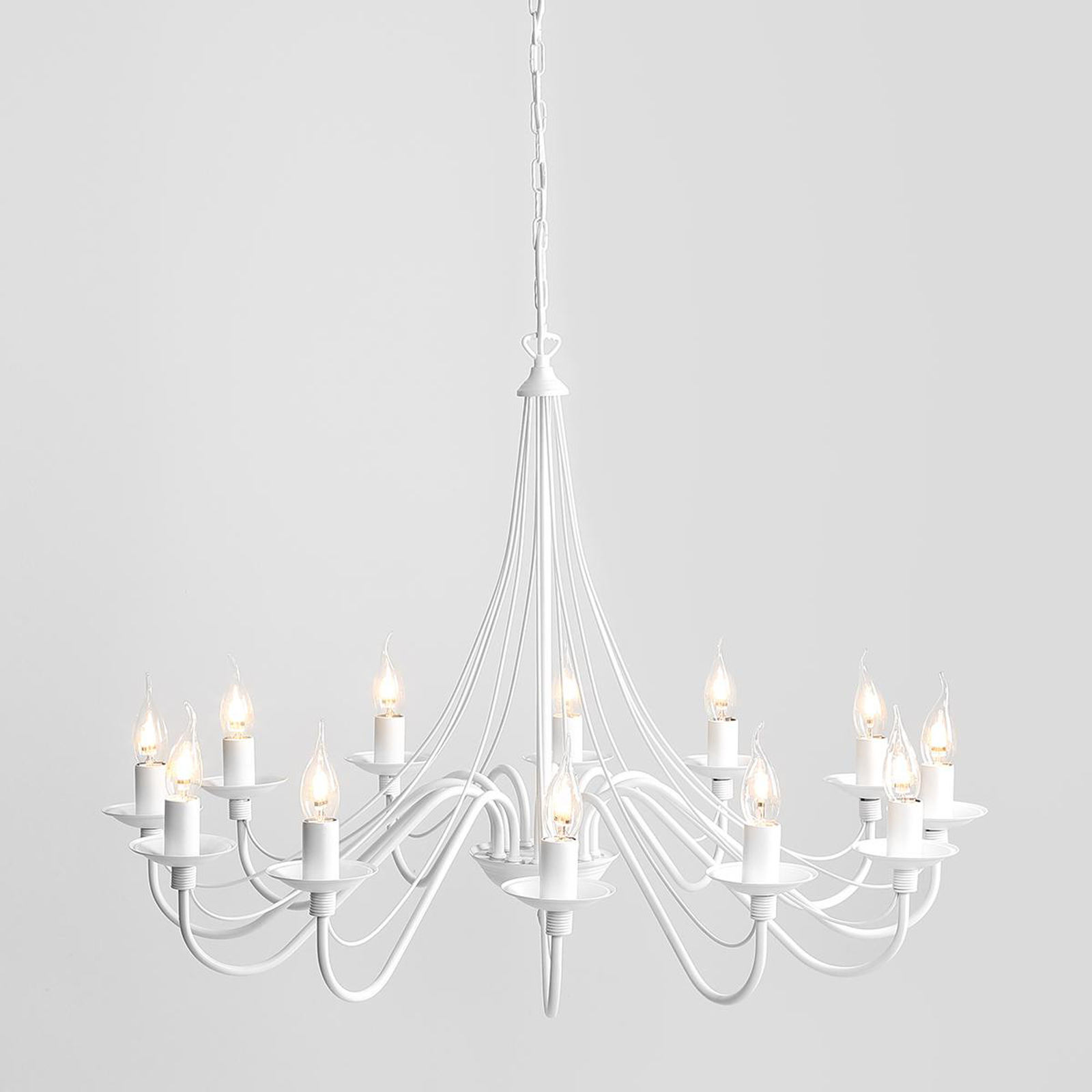 Lustre Rosa, blanc, 12 lampes, métal