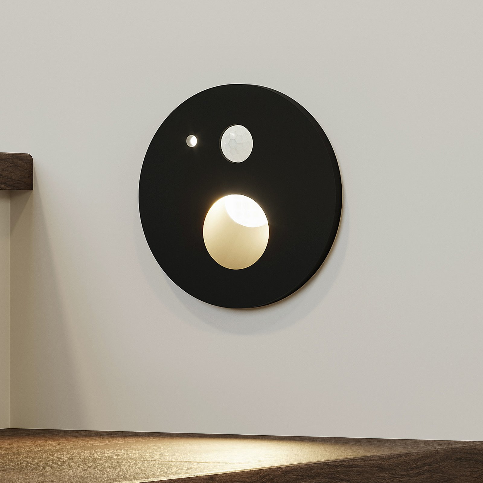 Neru Round LED Built-in Wall Lamp w/Sensor Black - Arcchio