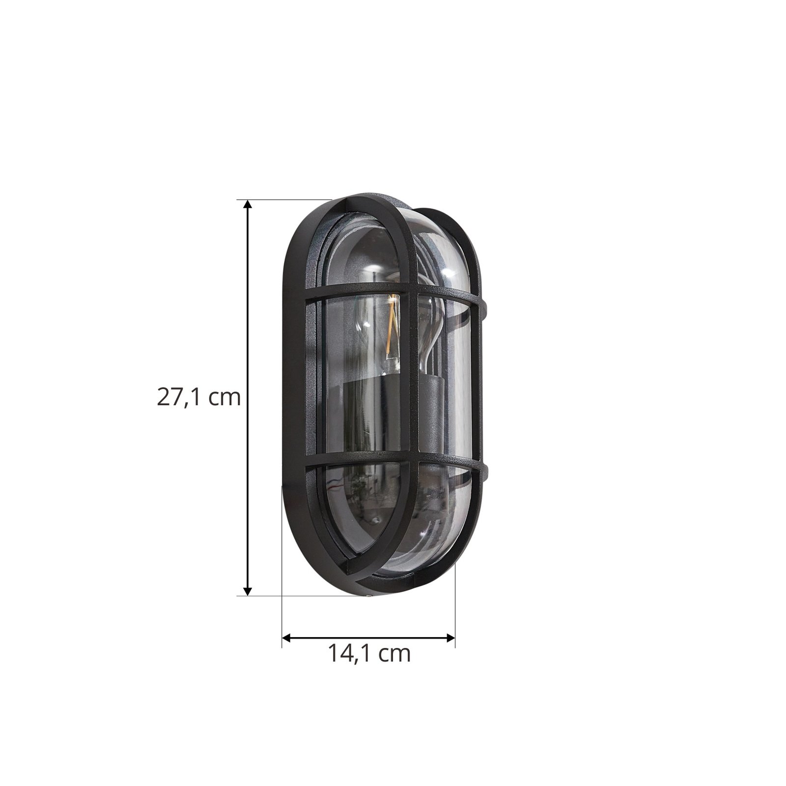 Kinkiet zewnętrzny Lucande Serine, 27,1 cm, czarny, aluminium