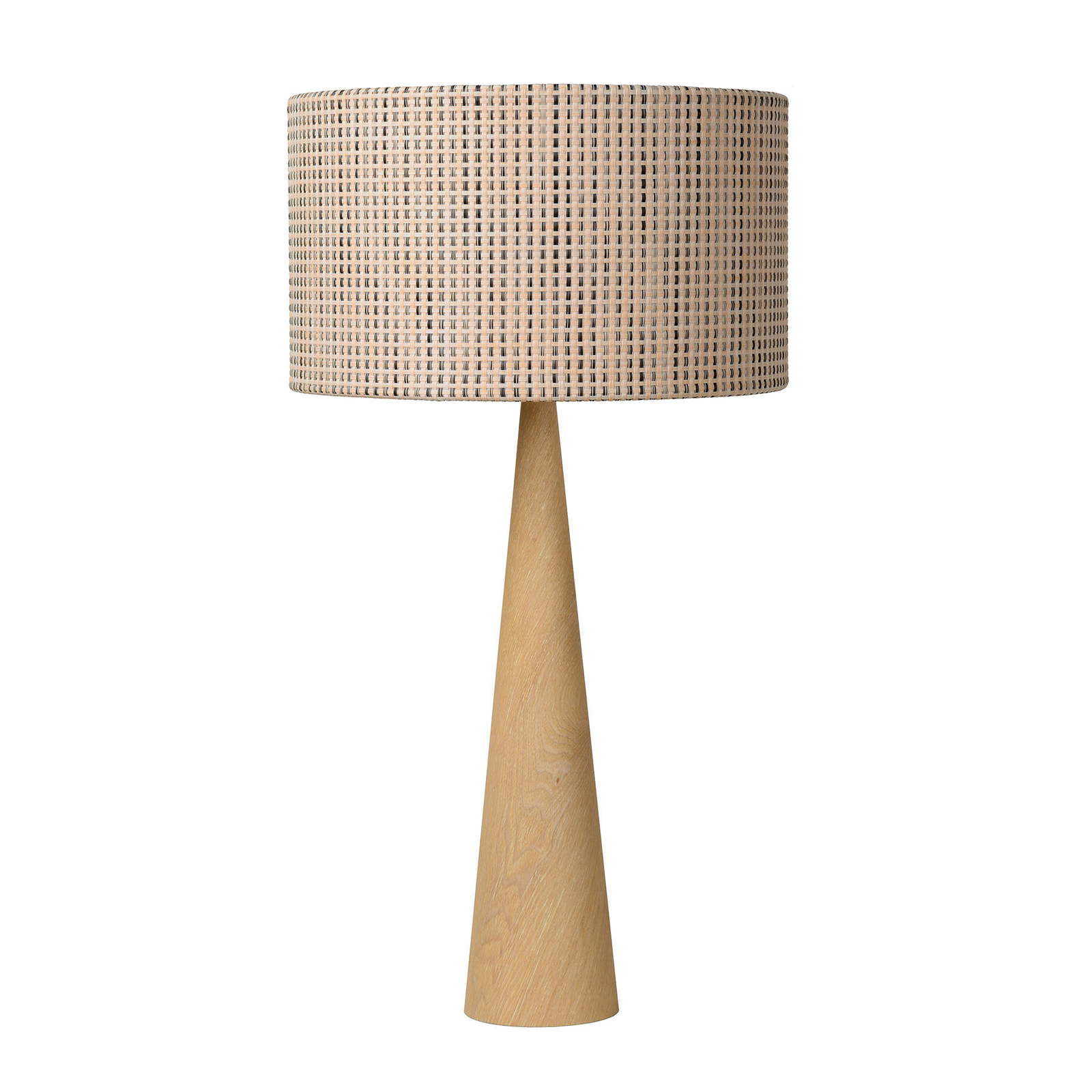 Lámpara de mesa Conos con base de madera de color claro