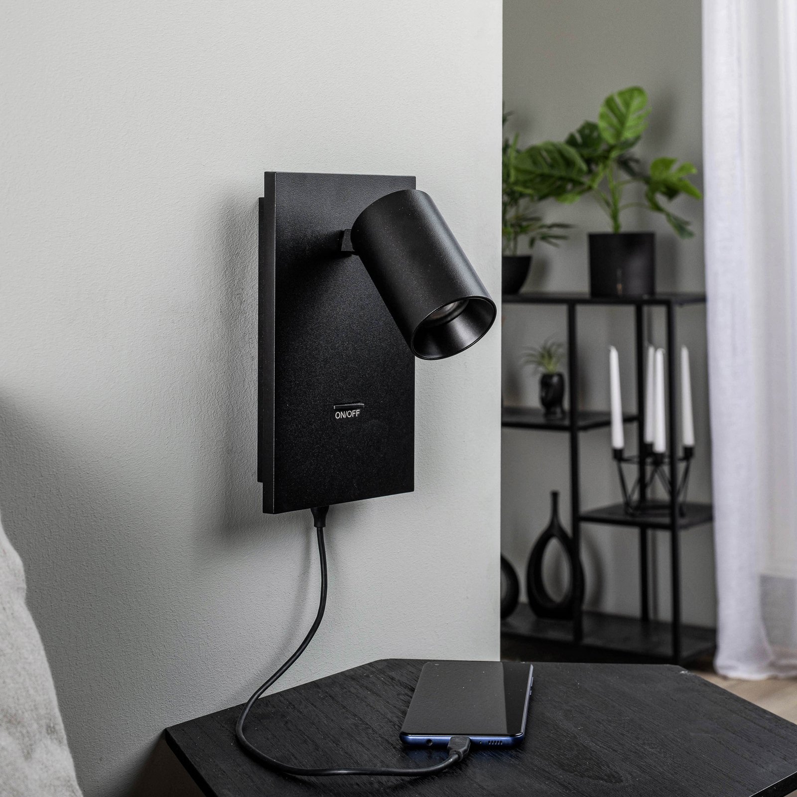 Brinja Wall Lamp USB Black - Arcchio
